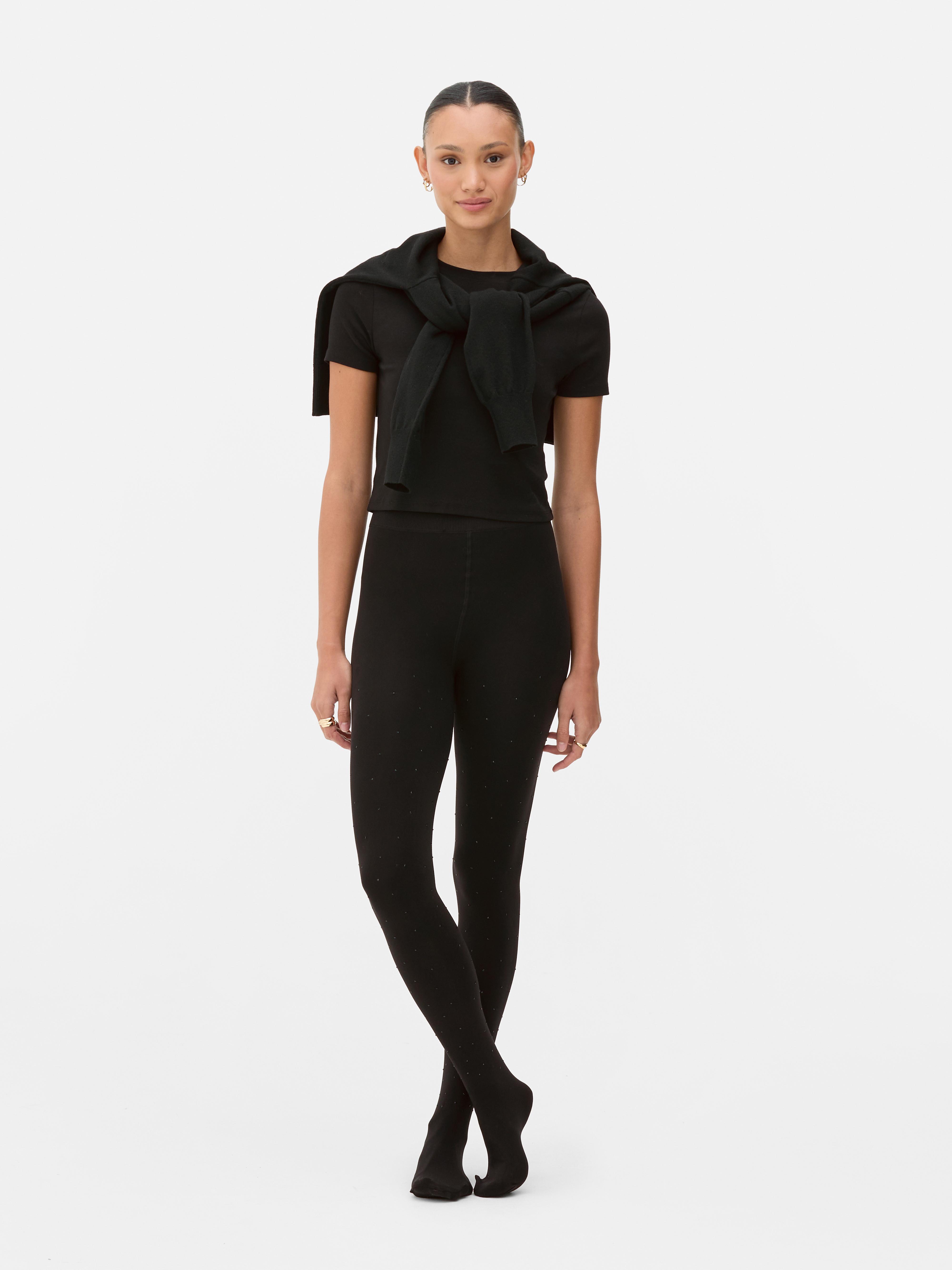 Velvet Plush Diamante Tights