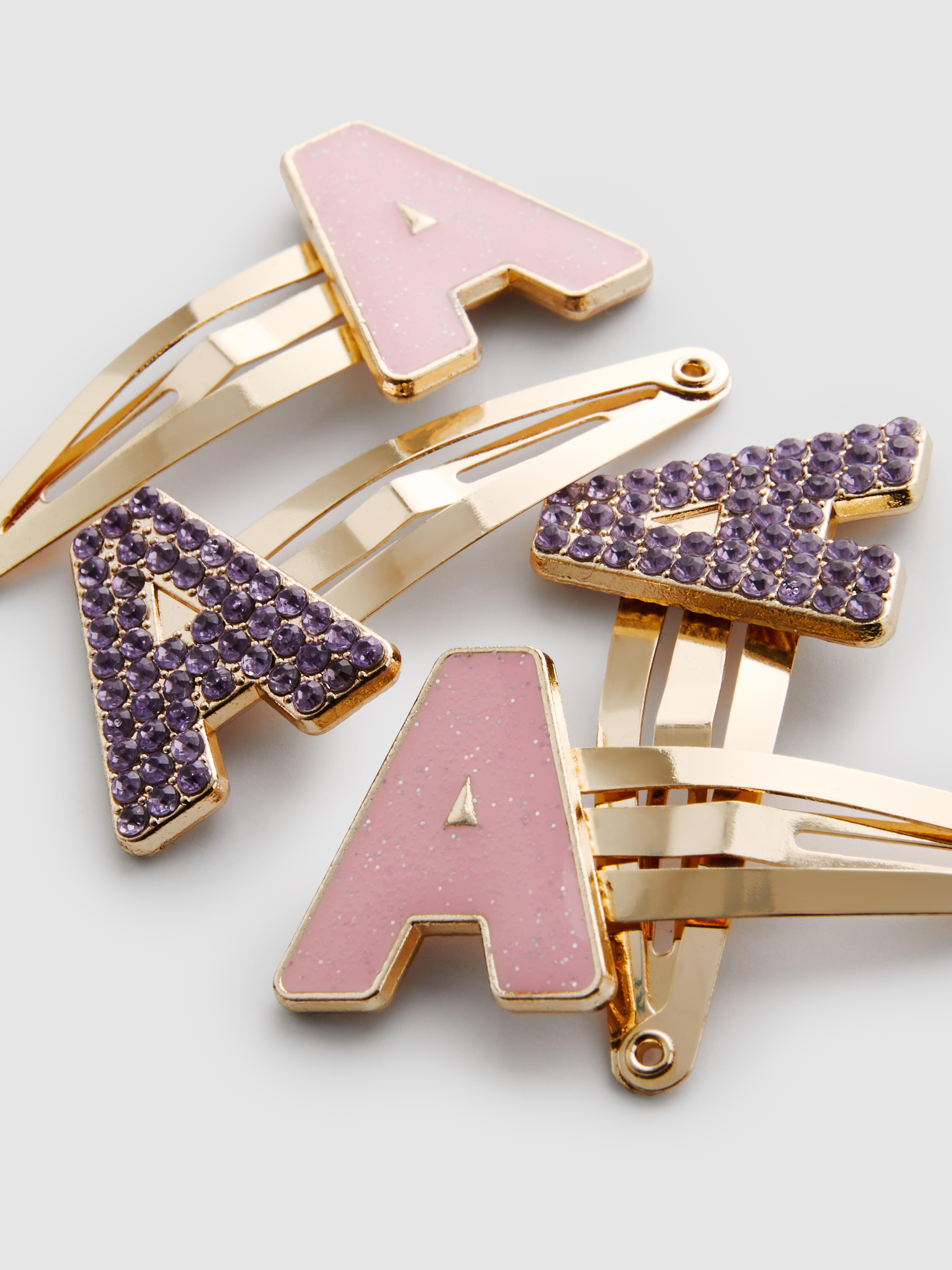 4-Pack Initial Snap Hair Clips