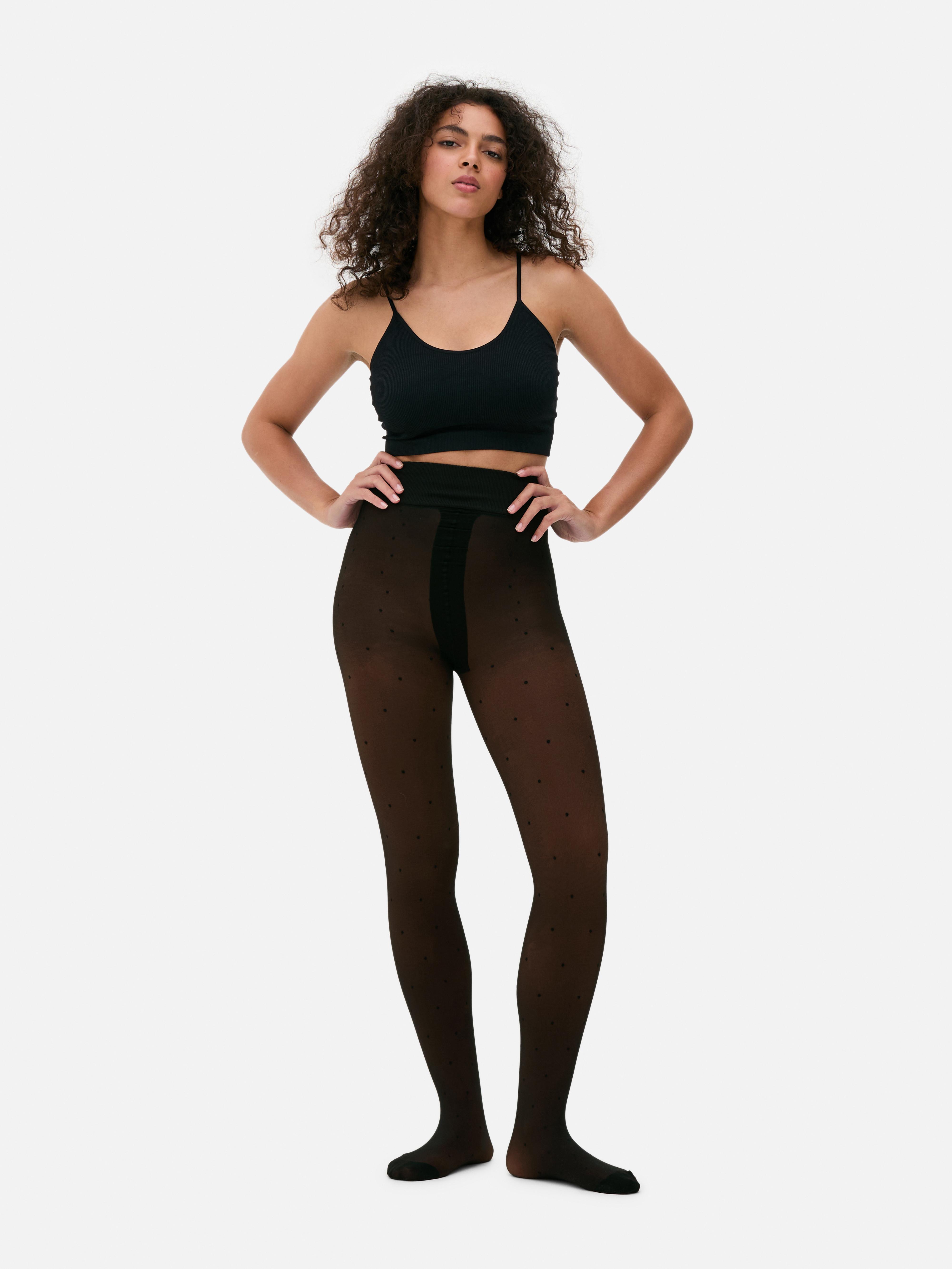 Collants en velours duveteux à pois