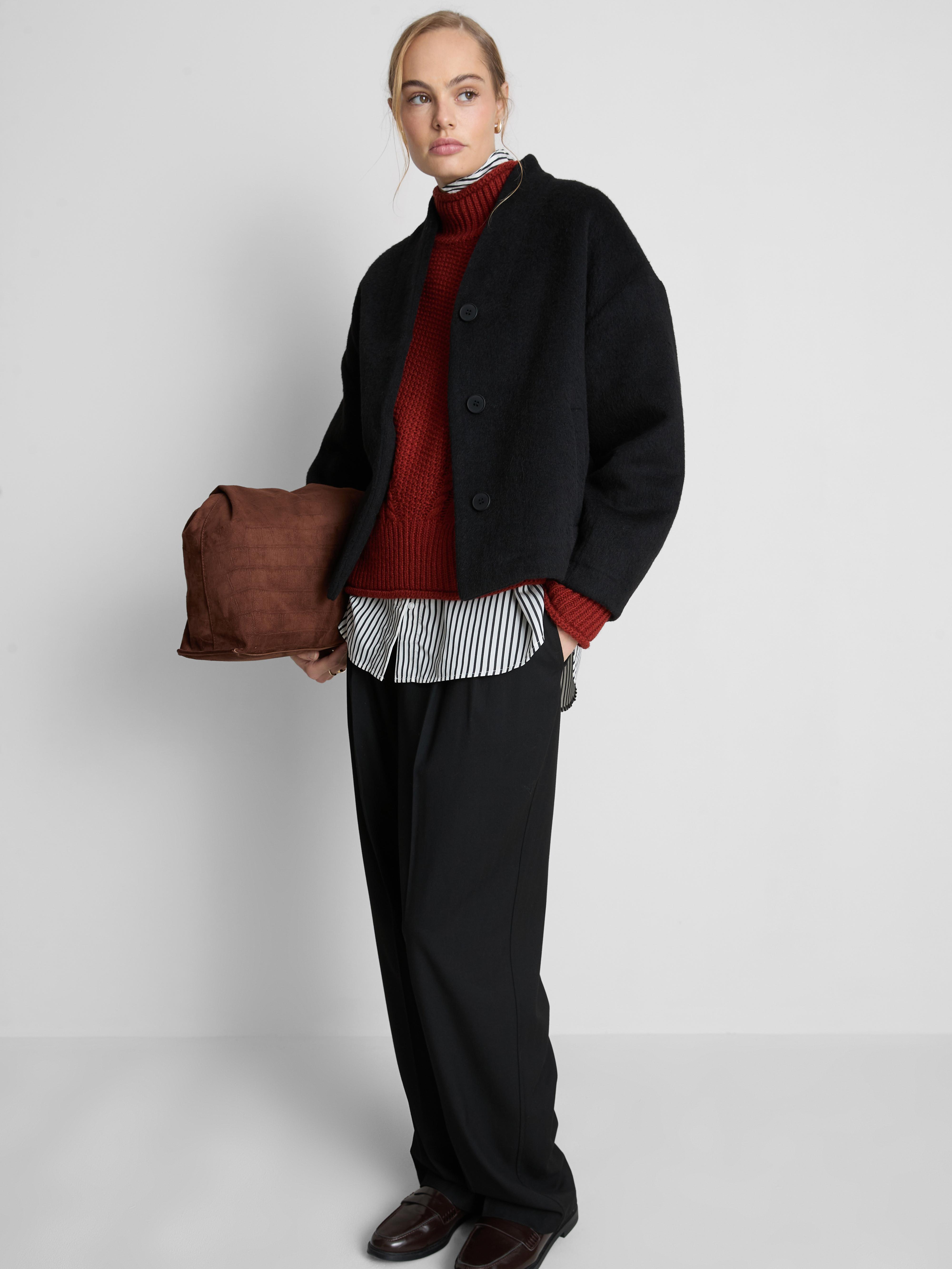 The Edit Boxy Collarless Jacket