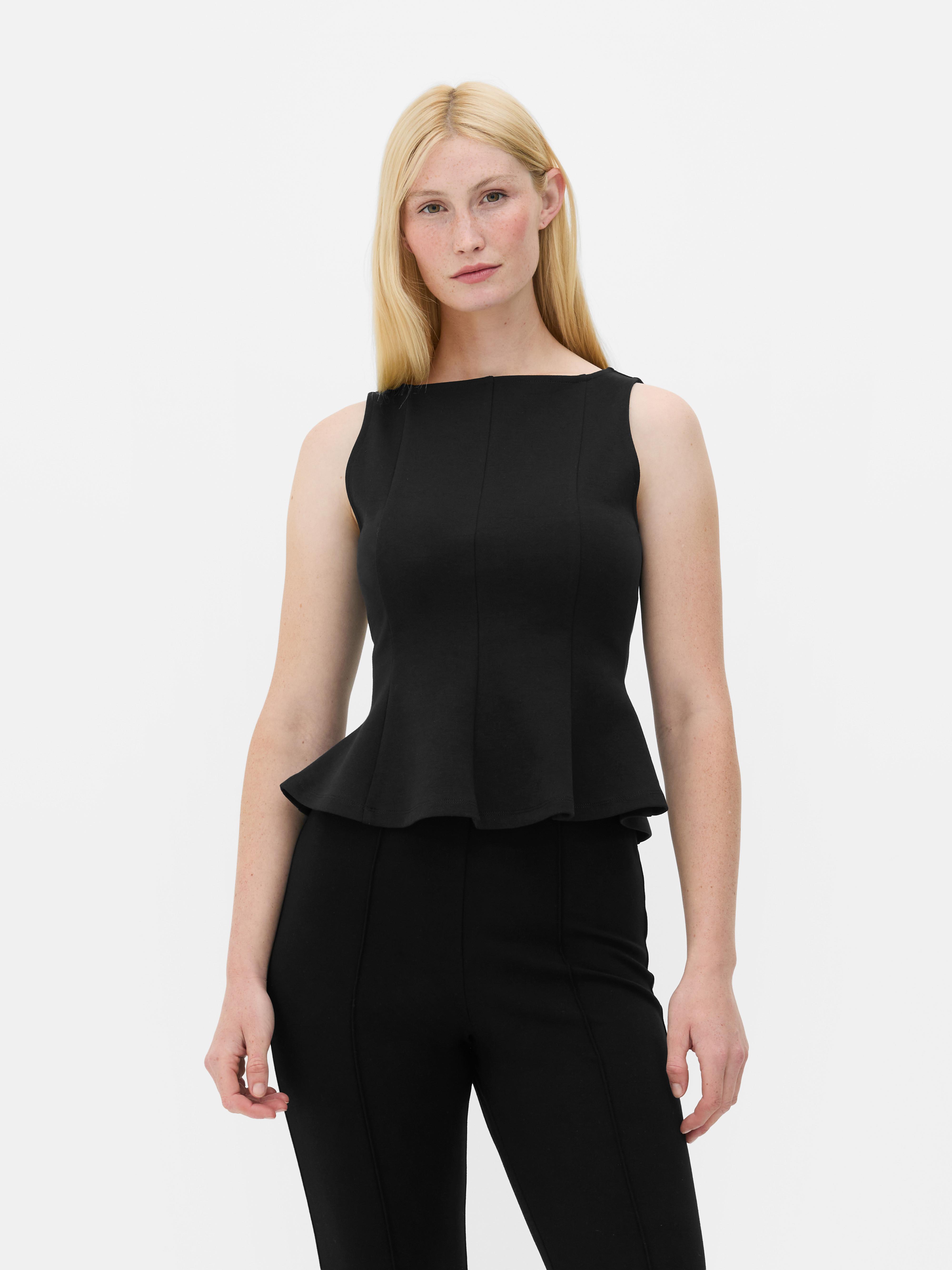 トップス The Barnnet Crepe Peplum Sleeveless Top The Barnnet(ザ・バーネット) Crepe Peplum Sleeveless Top ー