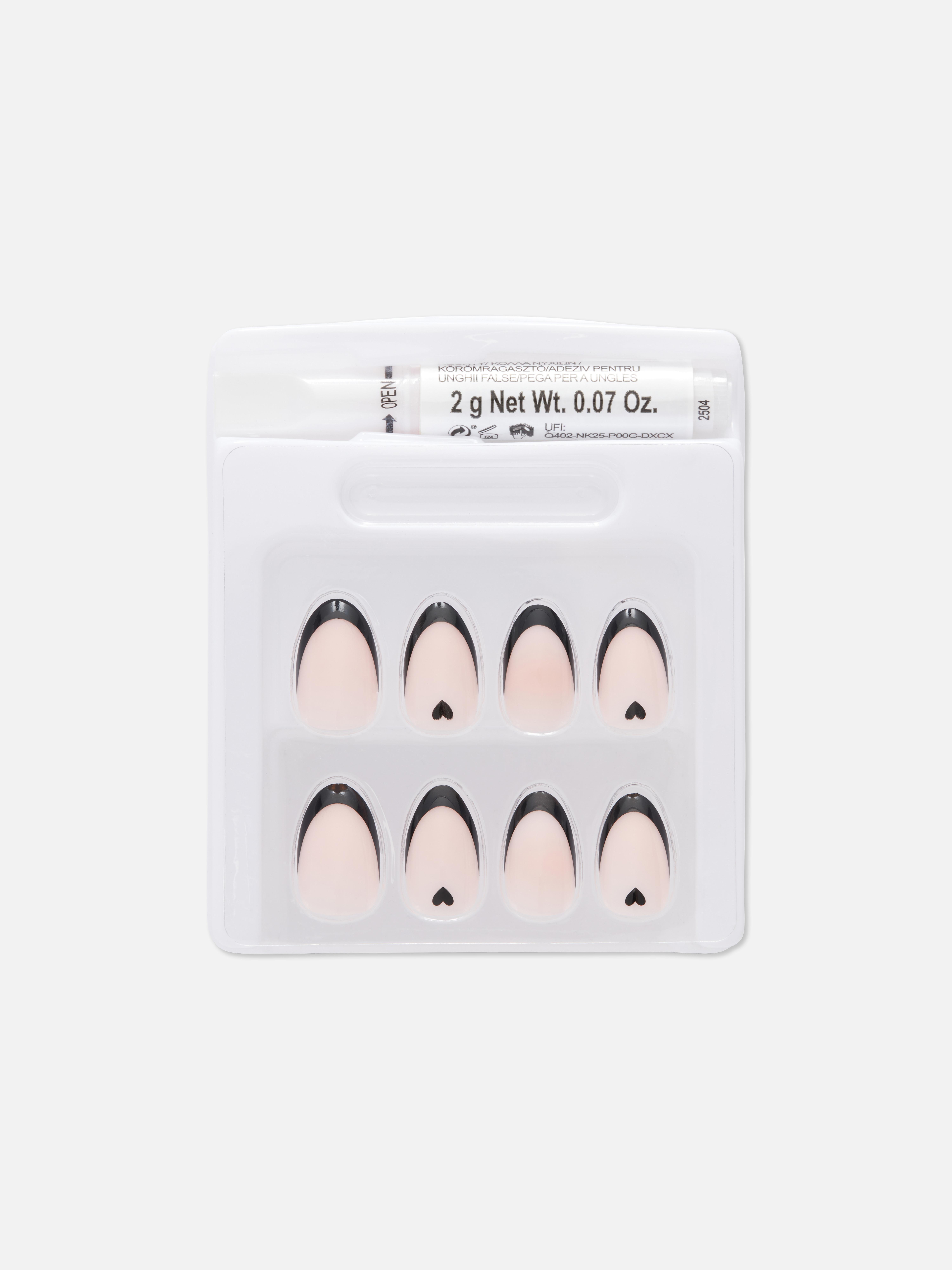 PS... Heart French Tip Almond Gloss False Nails