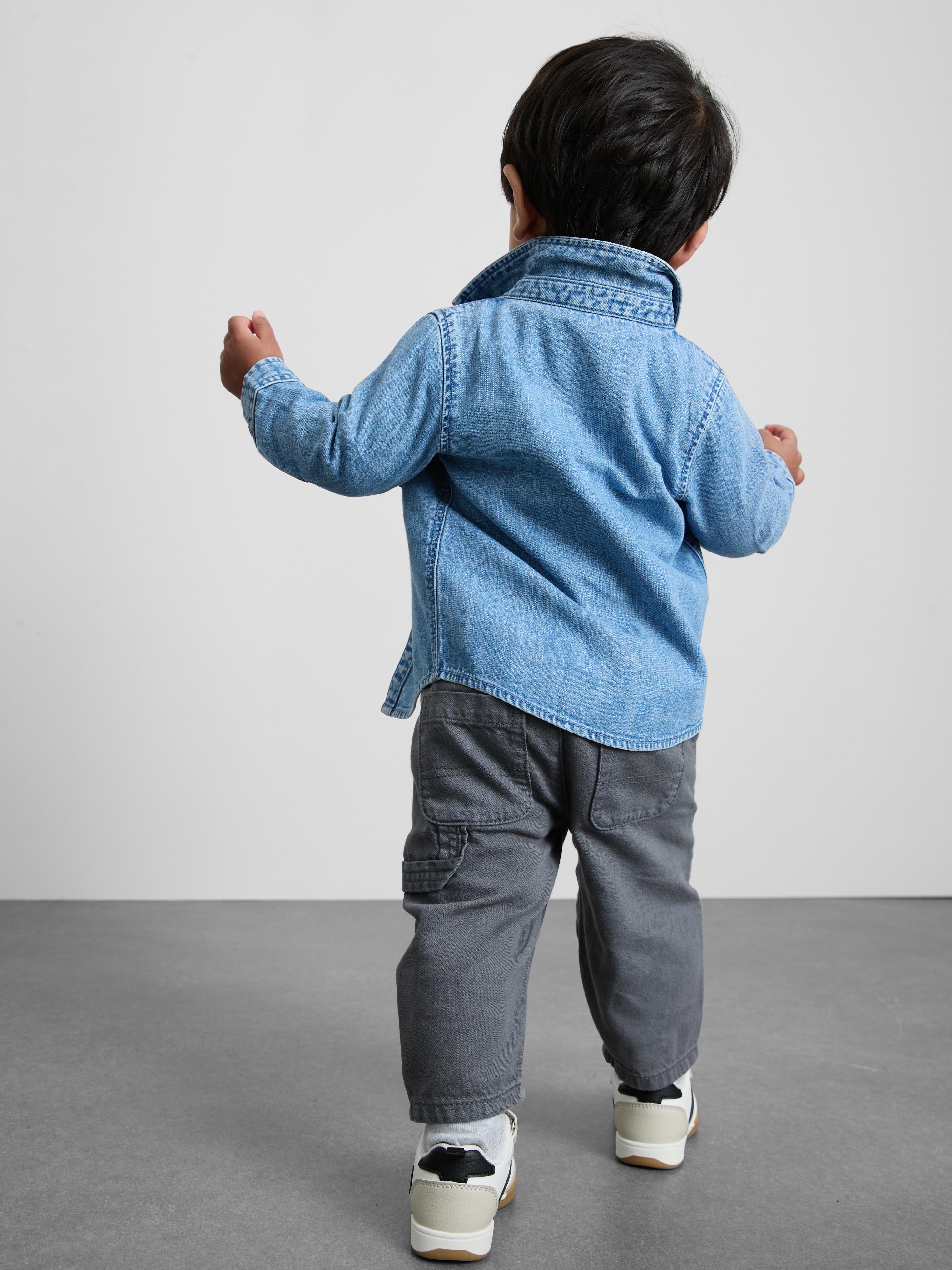 0-36 meses | Camiseta, pantalones y camisa en denim