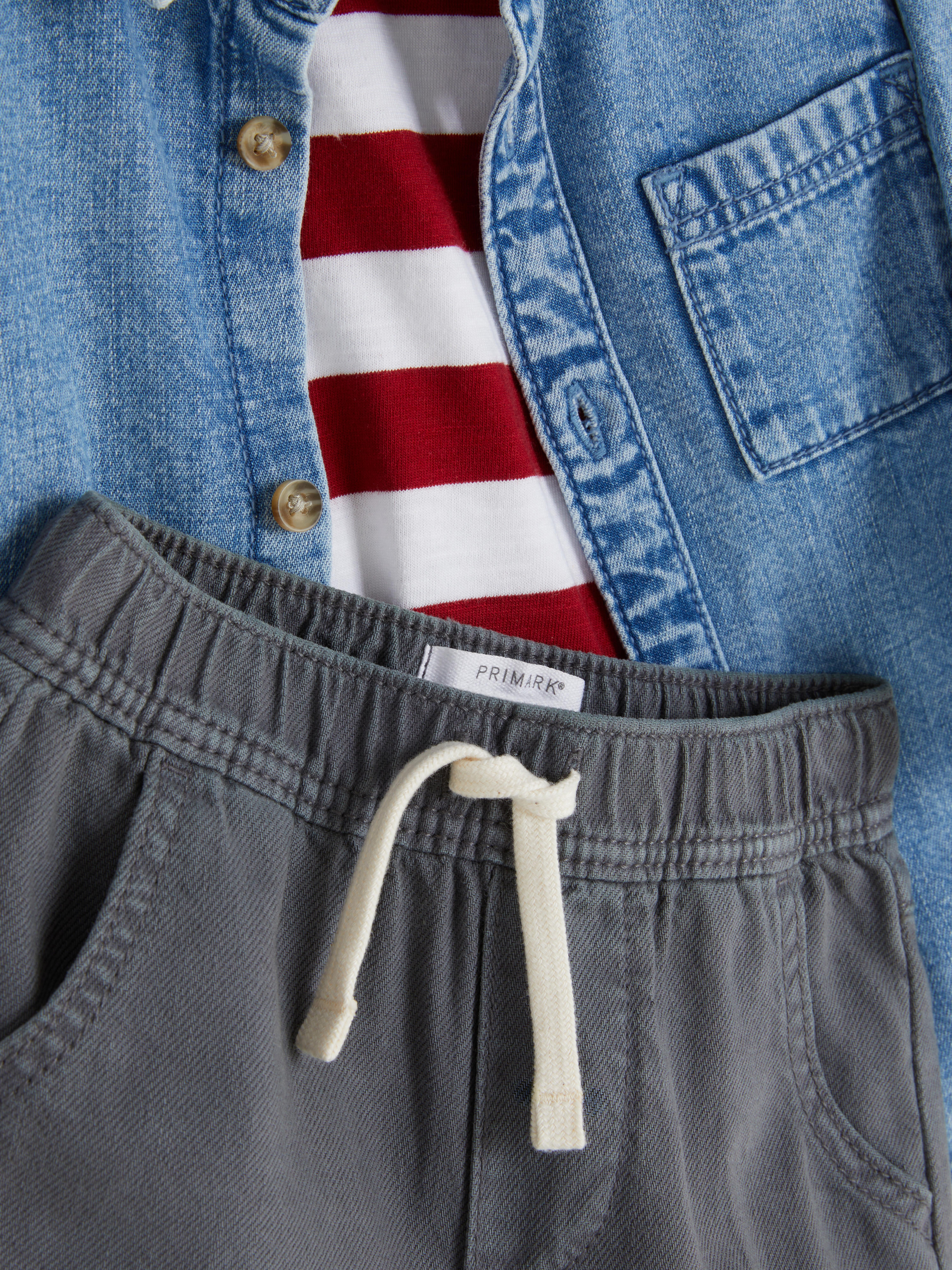 0-36 meses | Camiseta, pantalones y camisa en denim