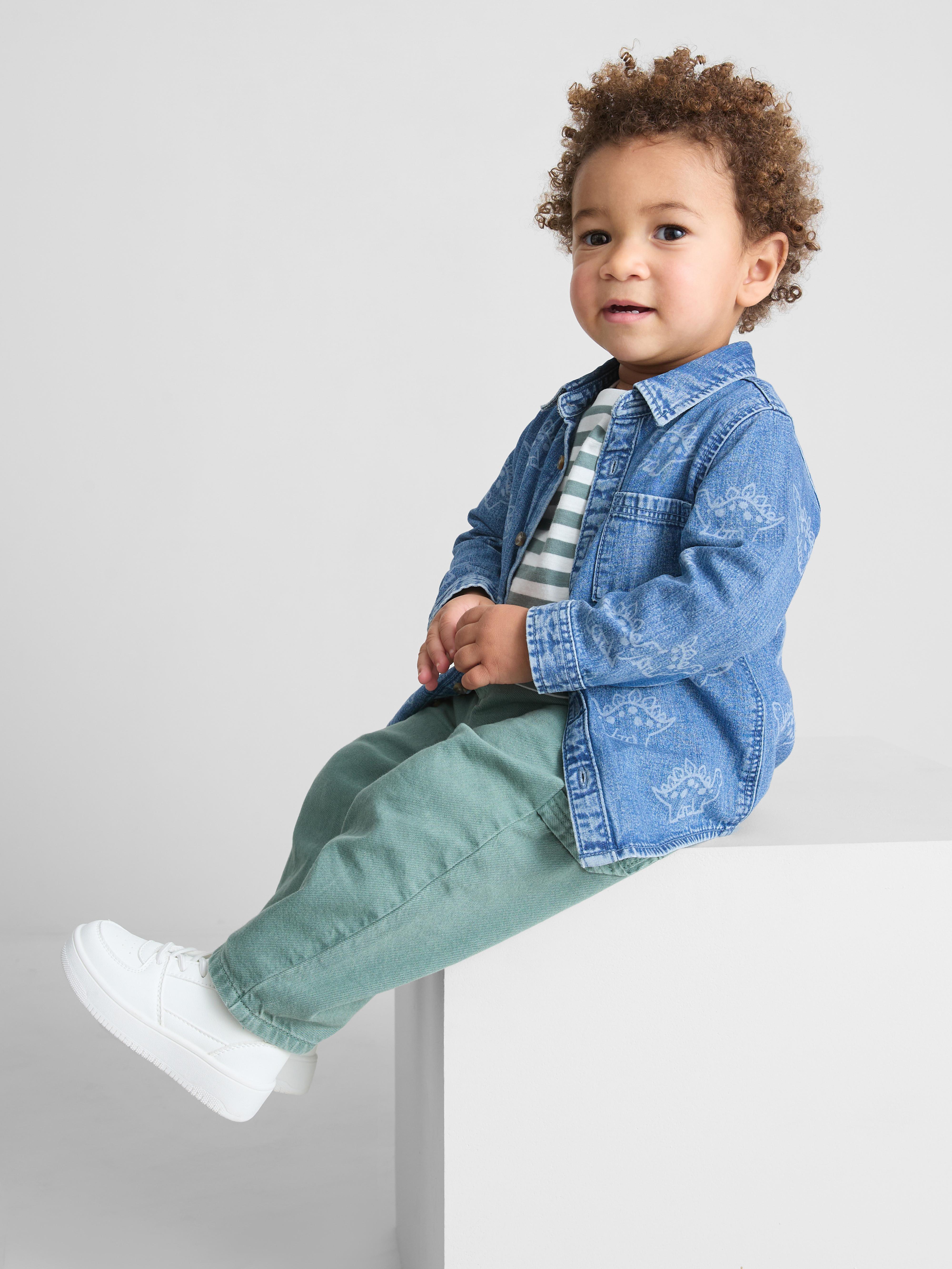 Baby Boys Multi 0-36mths | T-Shirt, Joggers and Dinosaur Denim Shirt Set