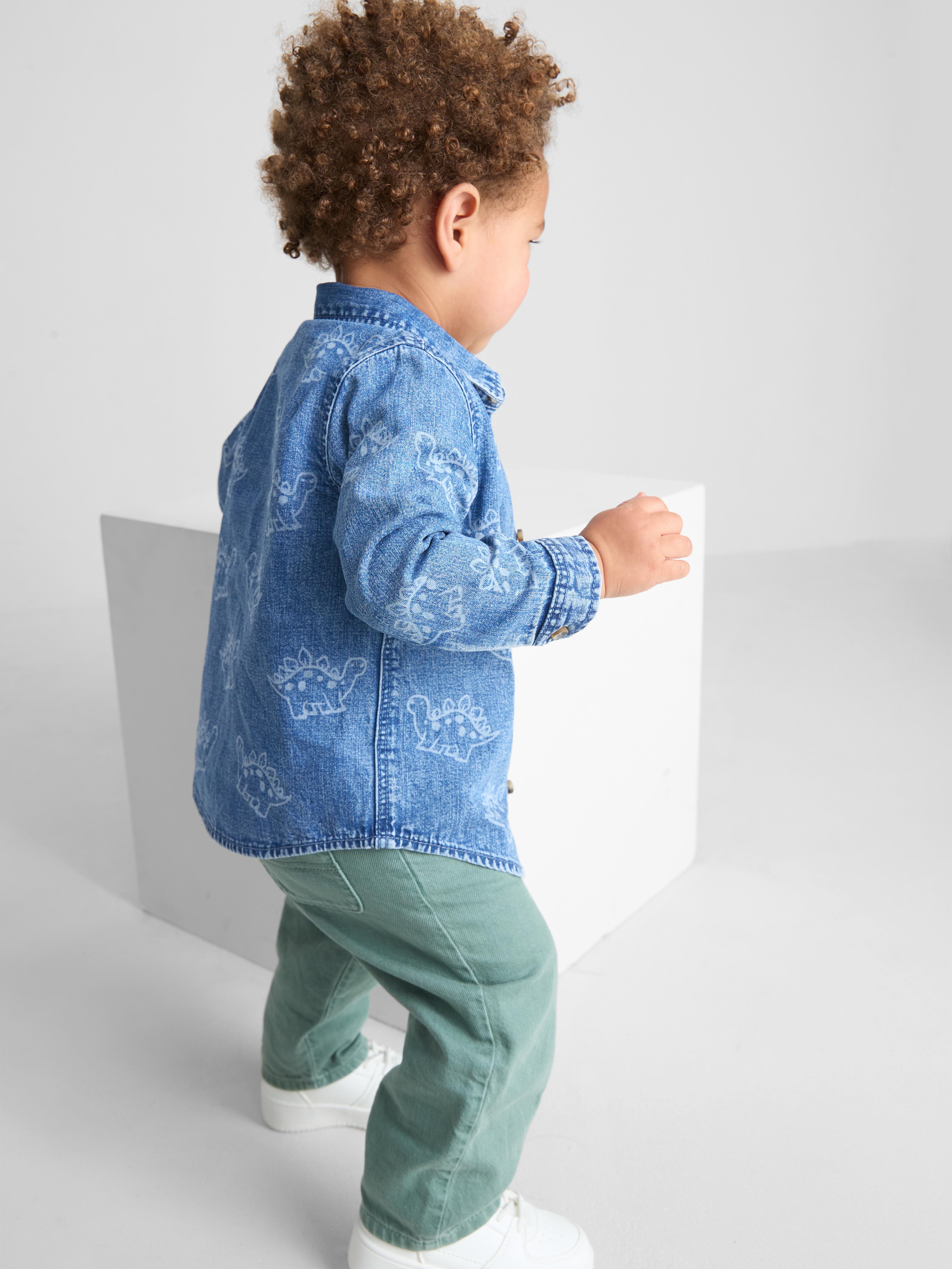 Baby Boys Multi 0-36mths | T-Shirt, Joggers and Dinosaur Denim Shirt Set