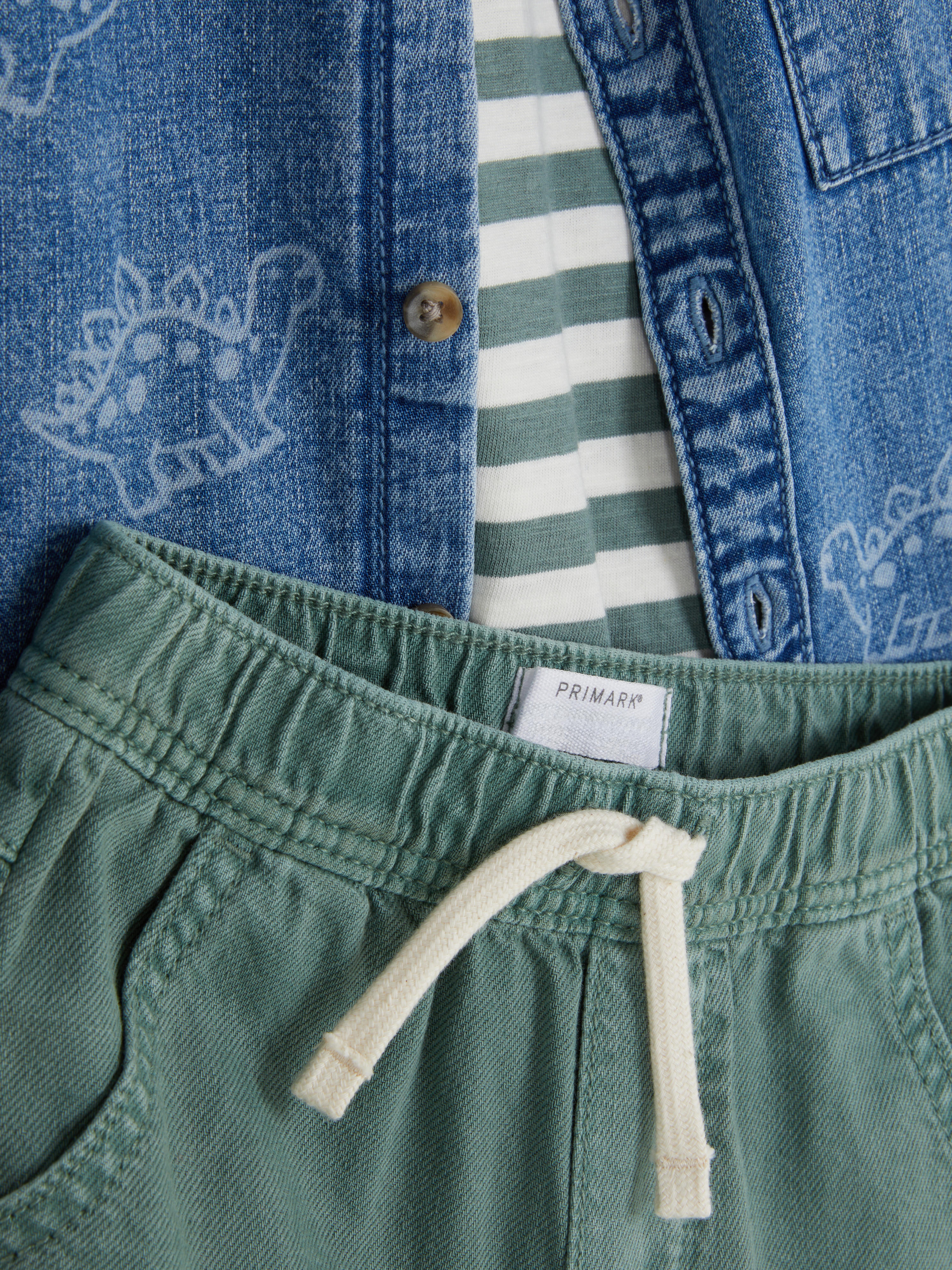 Baby Boys Multi 0-36mths | T-Shirt, Joggers and Dinosaur Denim Shirt Set