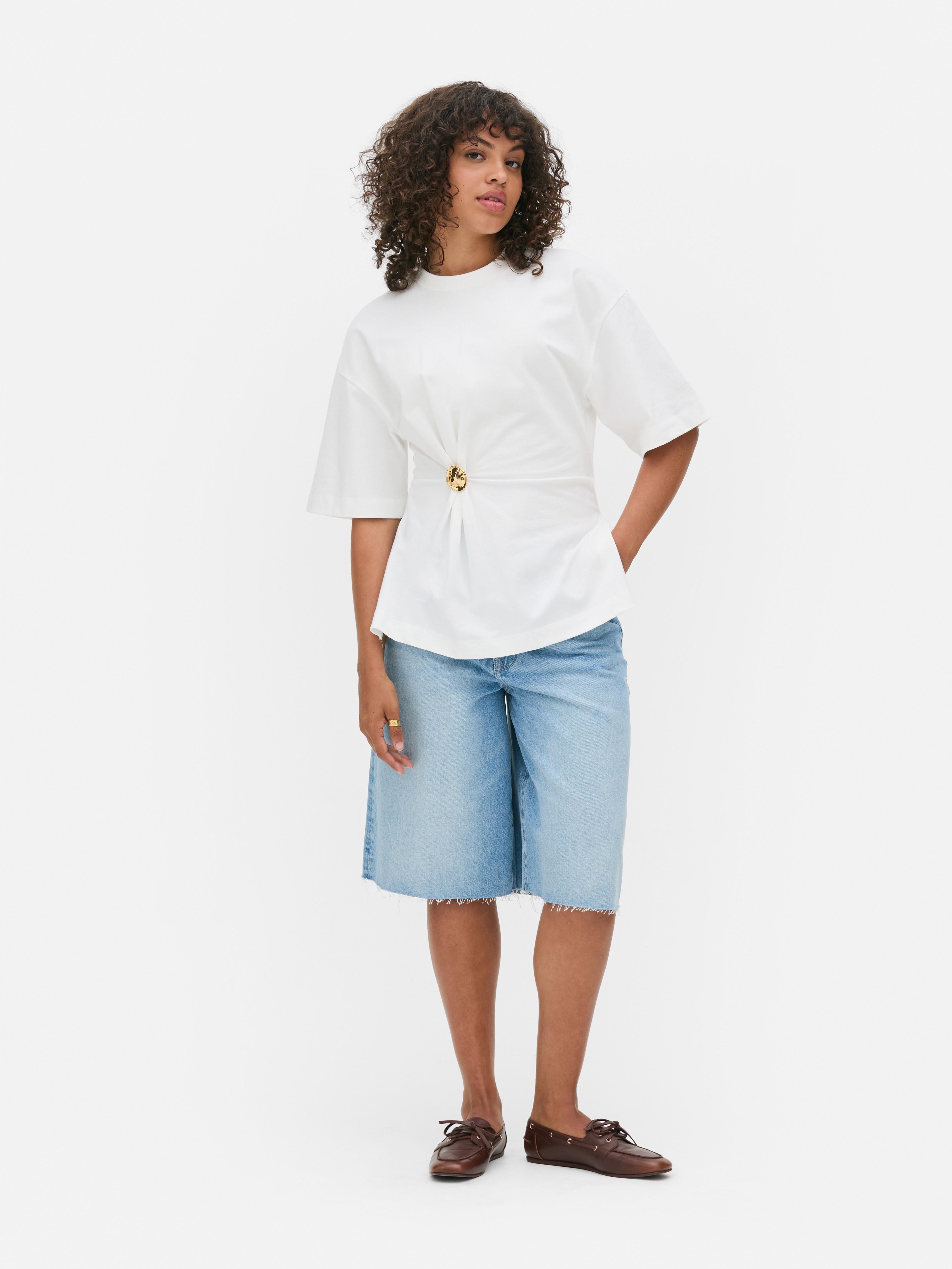 Camiseta de algodón con cintura ceñida