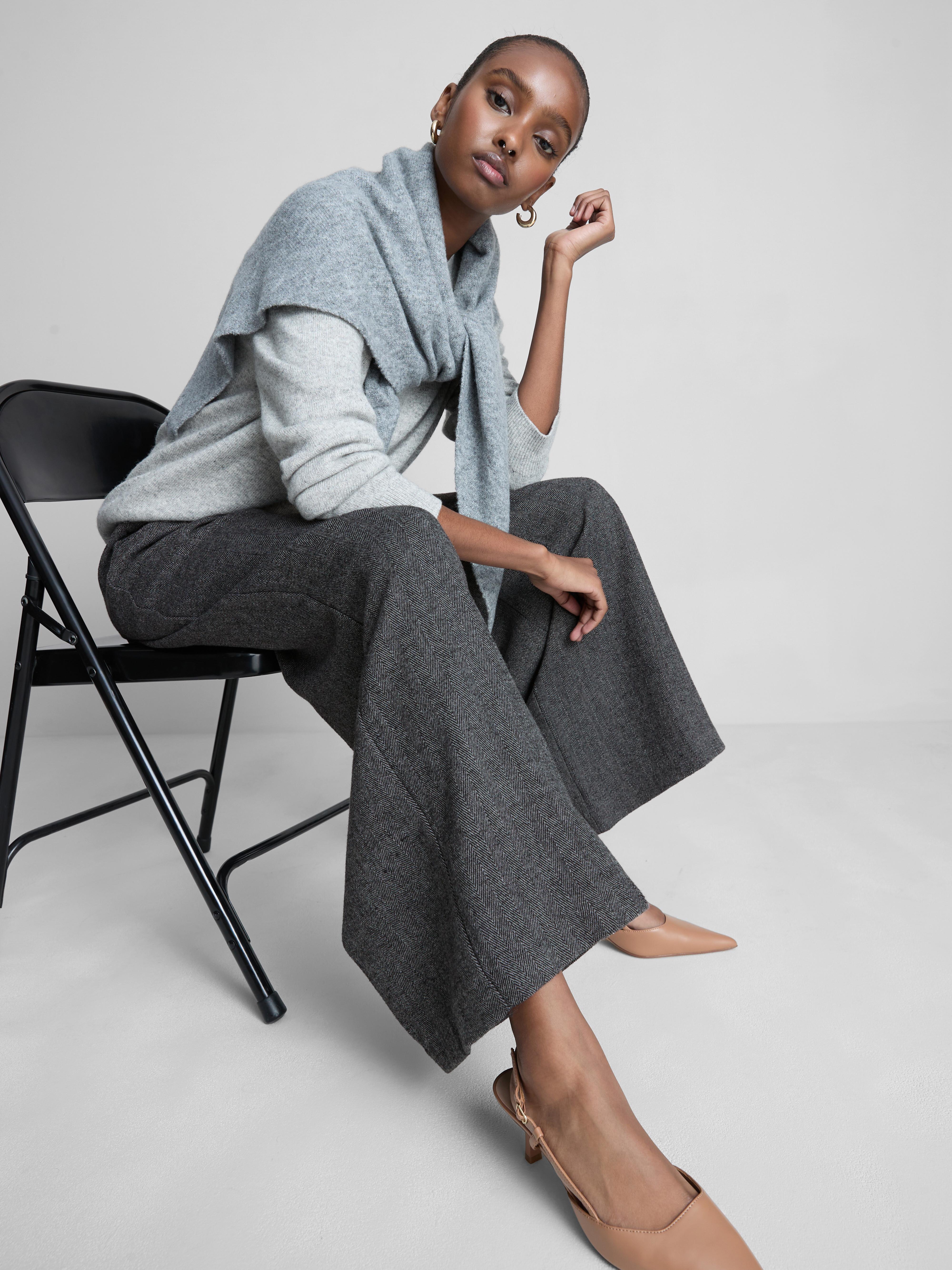 Brushed Wide Leg Pleated Trousers