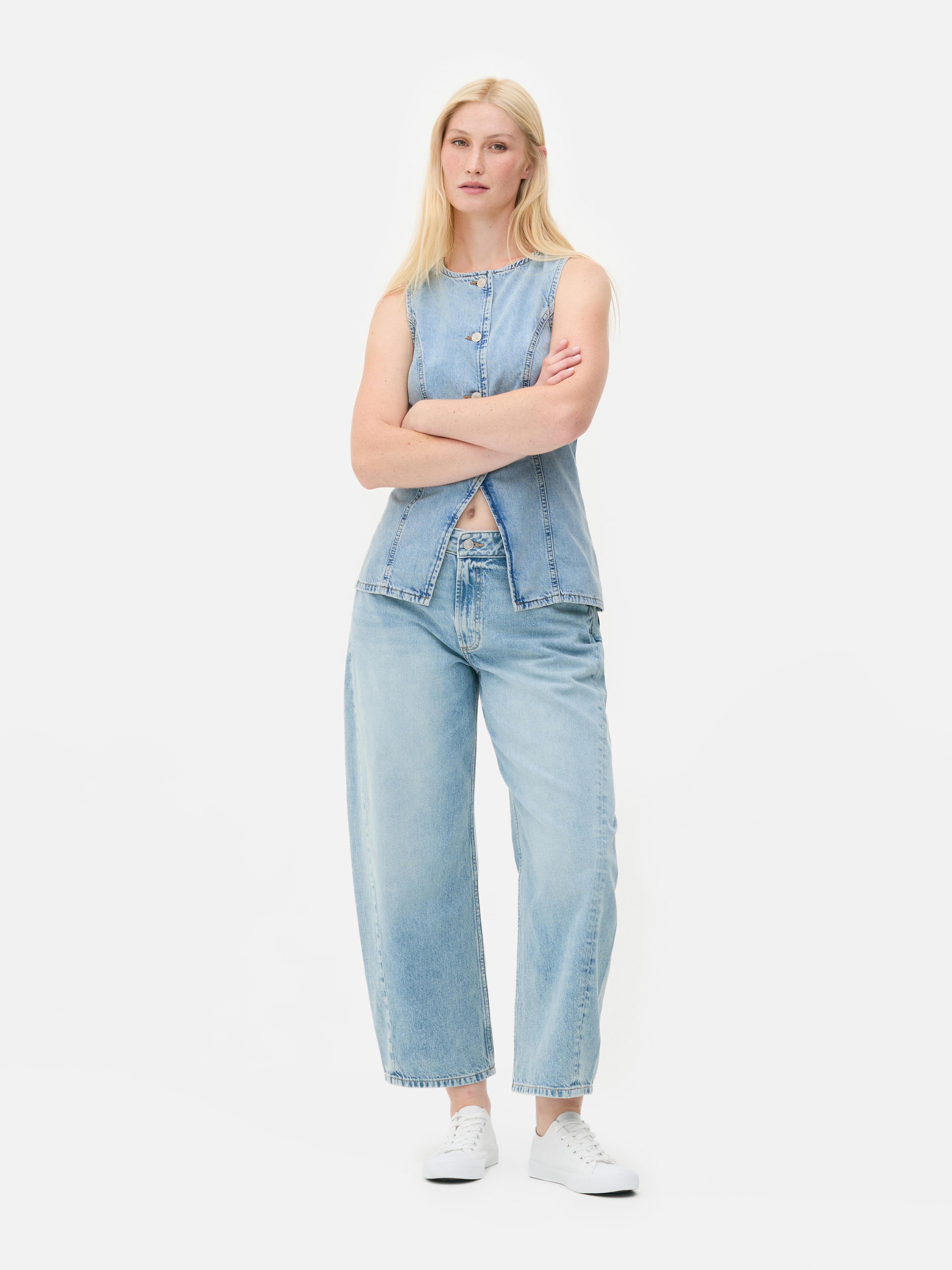 Gilet in denim con spacco sull'orlo