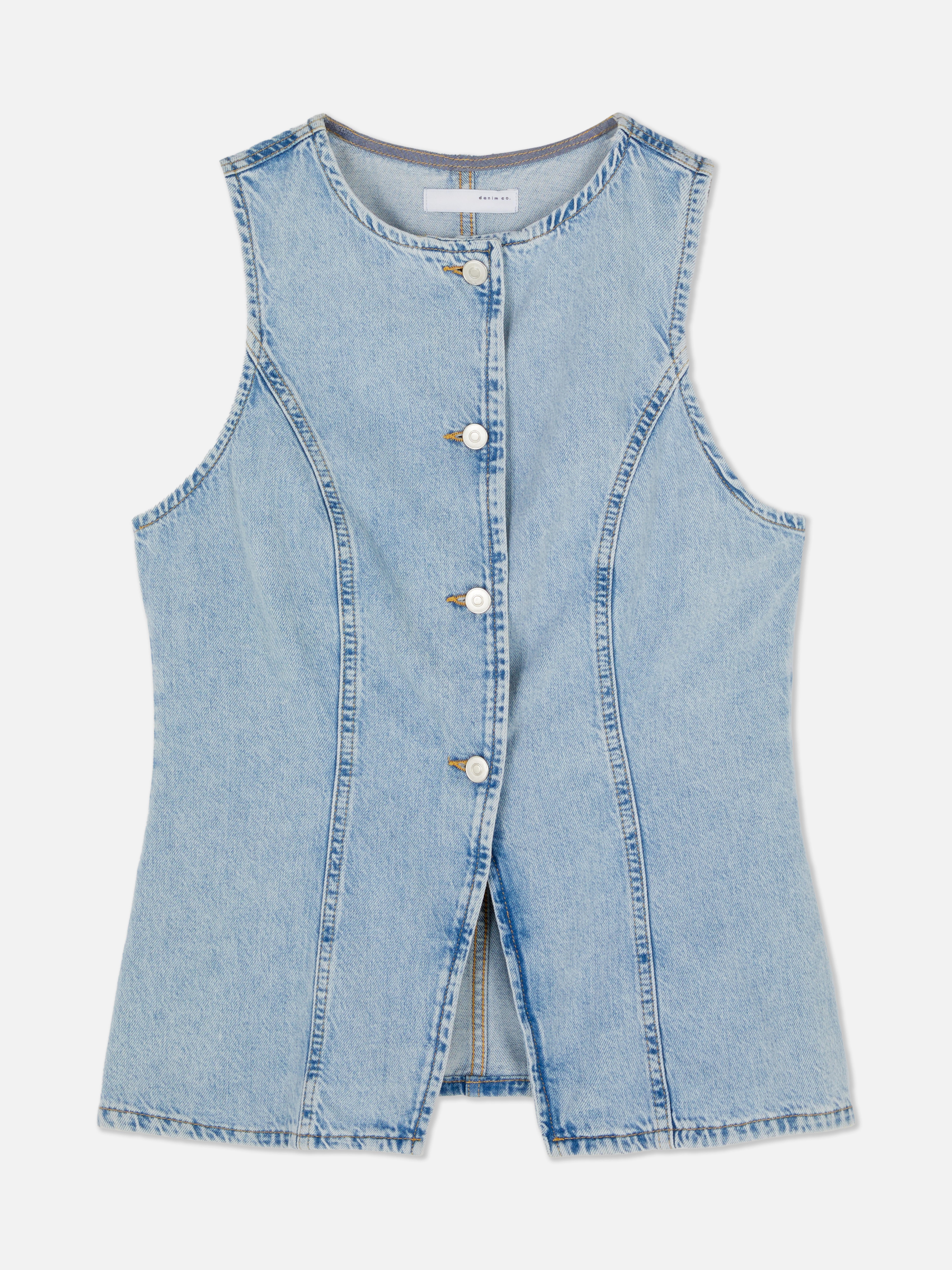 Denim Split Hem Waistcoat
