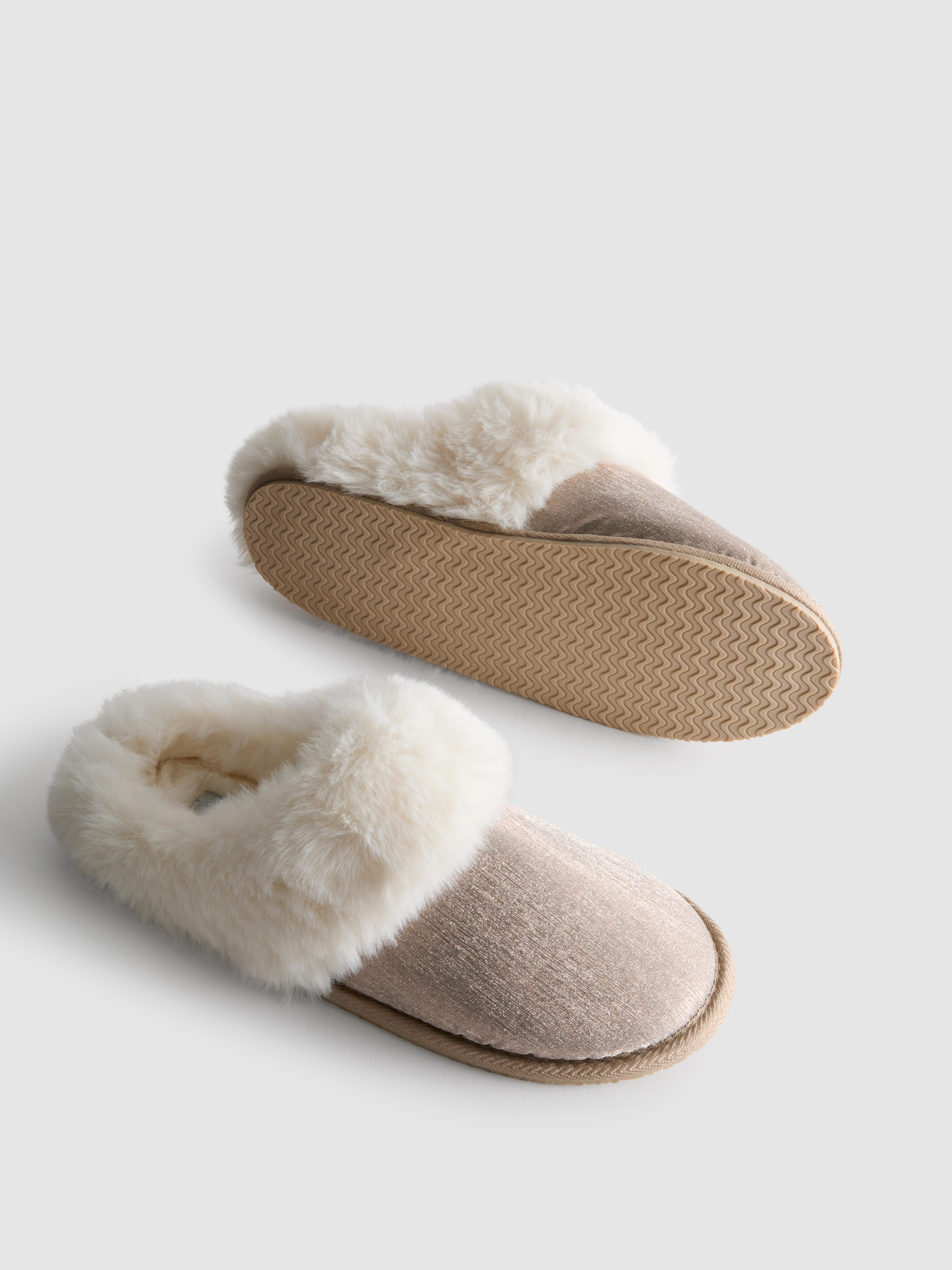 Faux Fur Glitter Mule Slippers