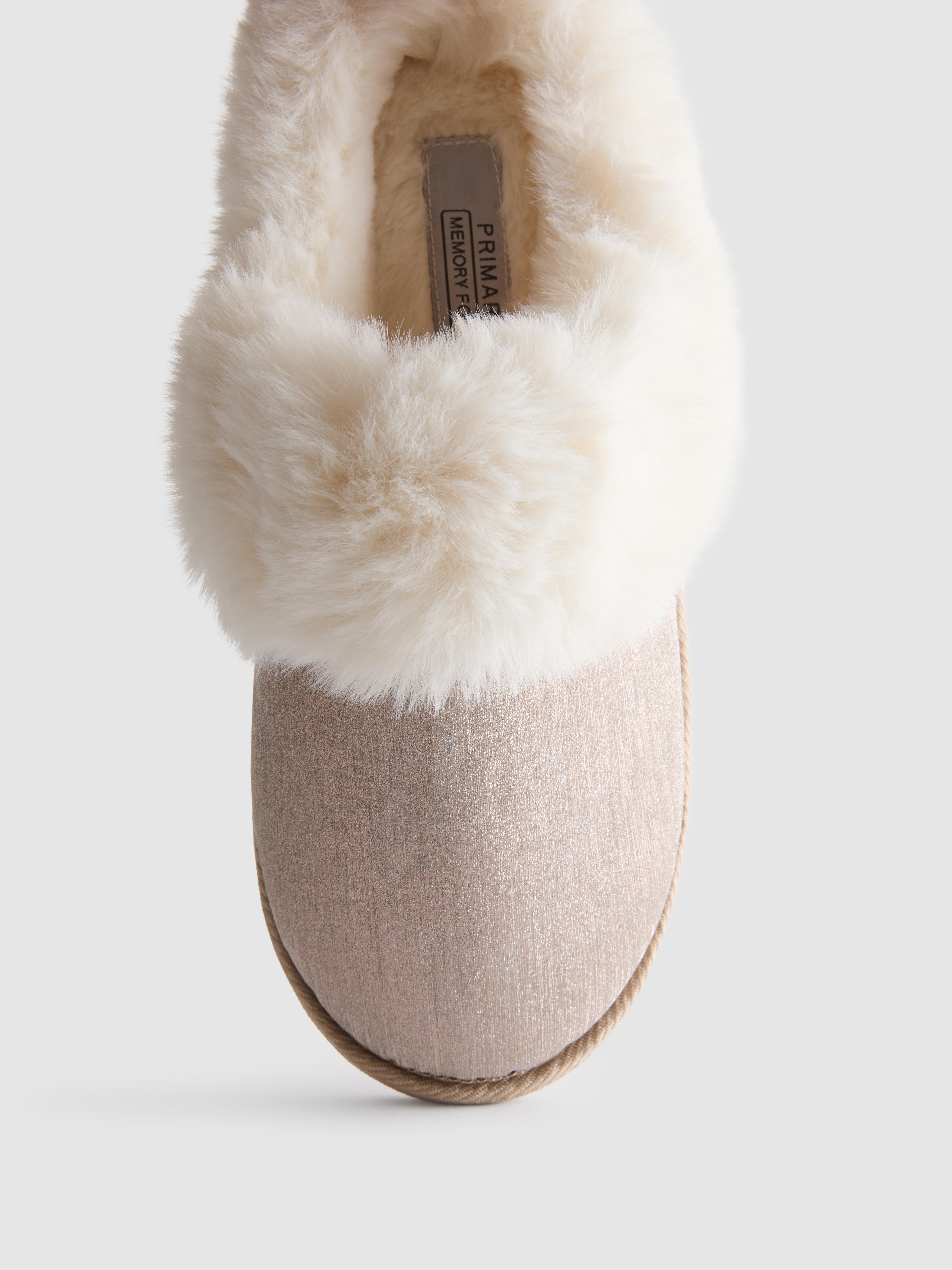 Faux Fur Glitter Mule Slippers