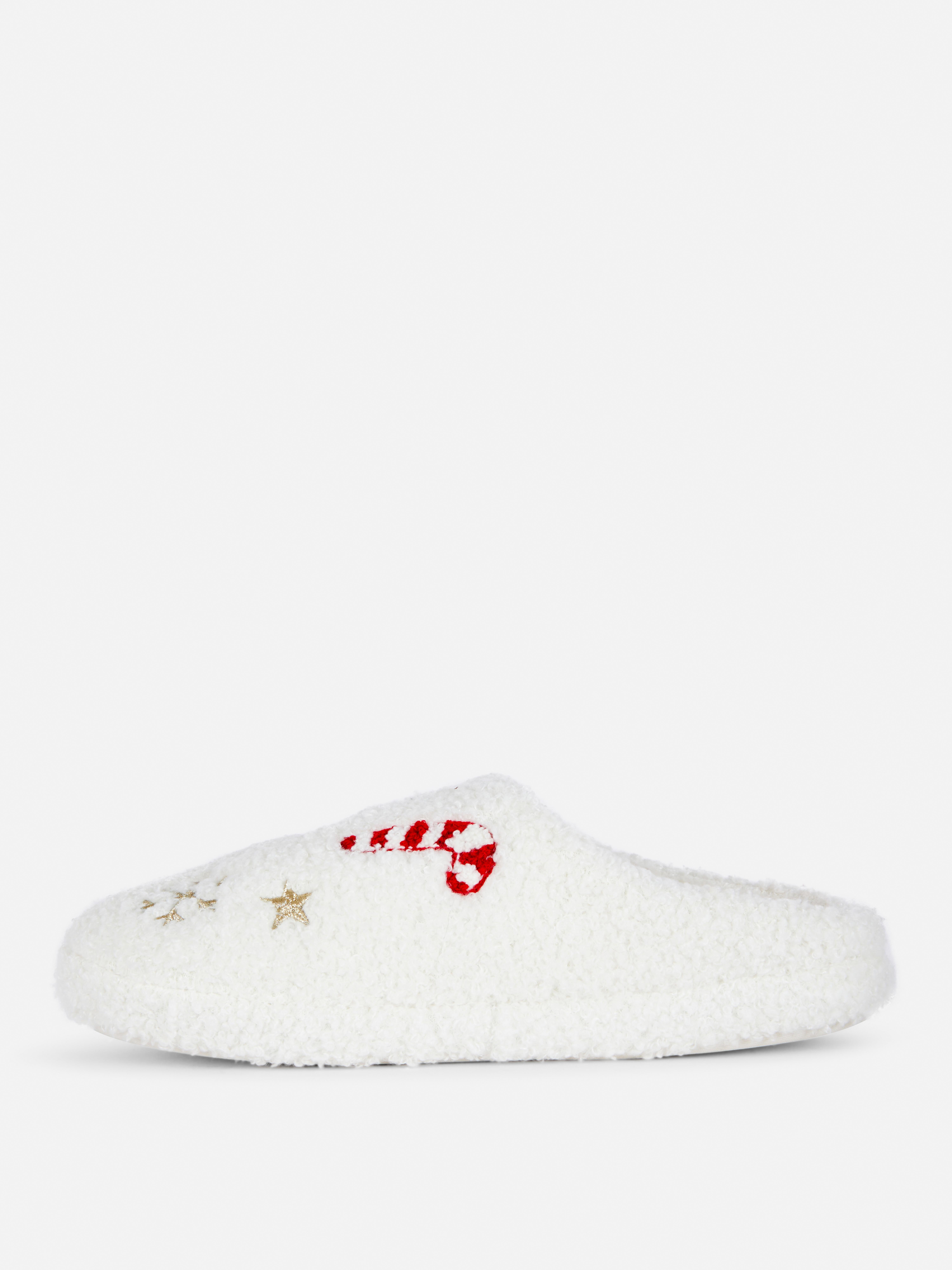 Borg Candy Cane Mule Slippers