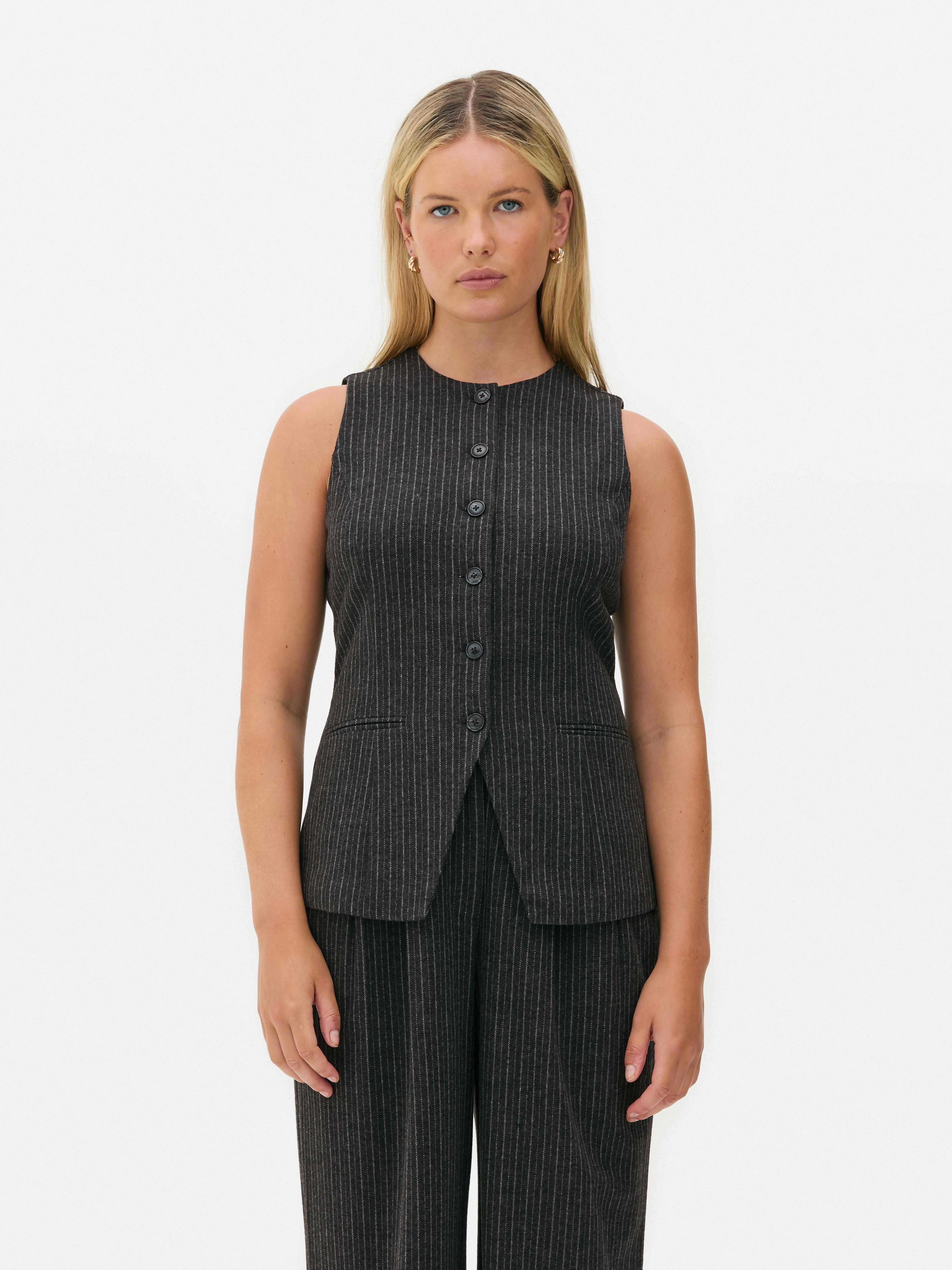 Gekleed gilet met krijtstreep