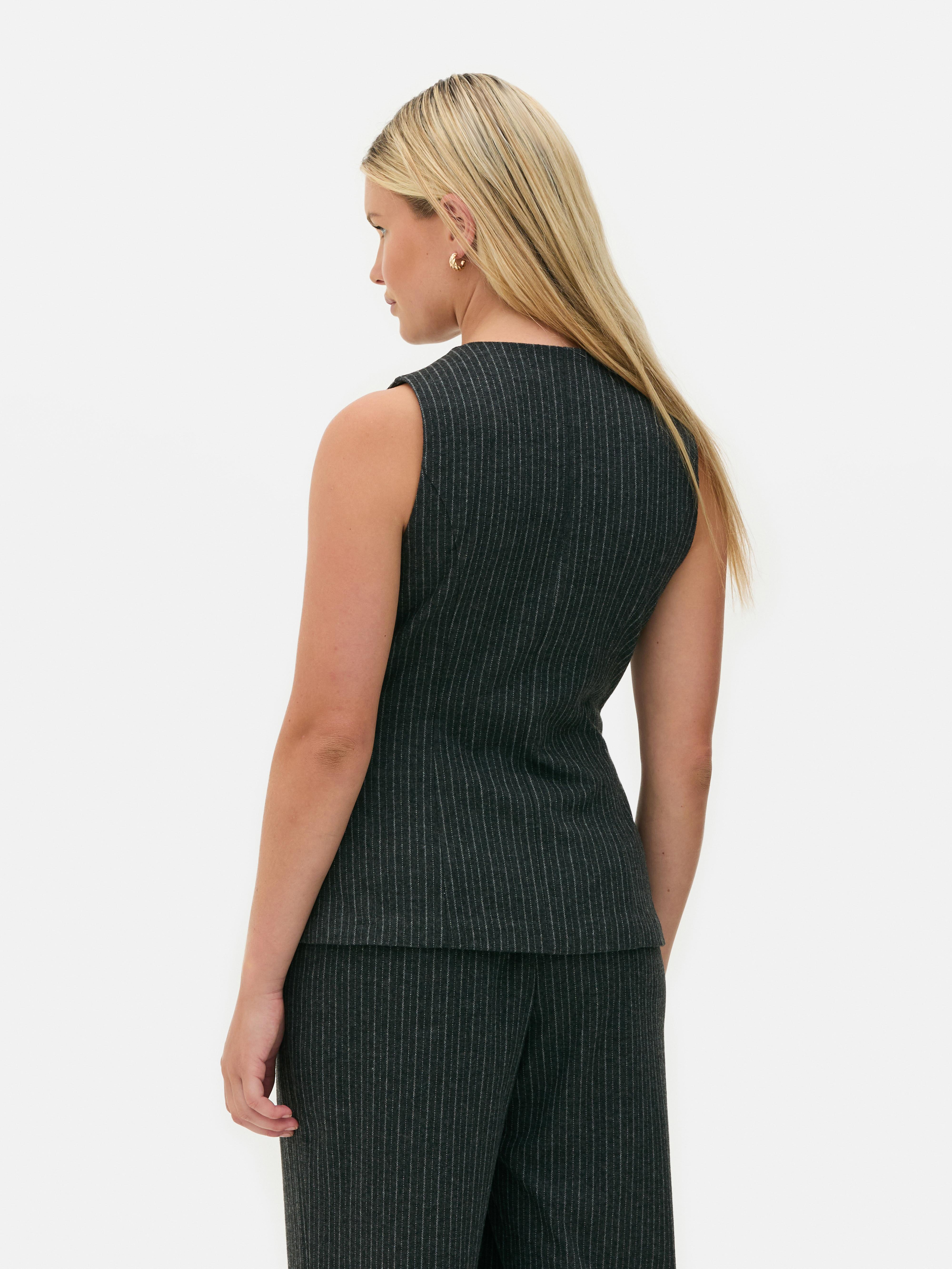 Gekleed gilet met krijtstreep