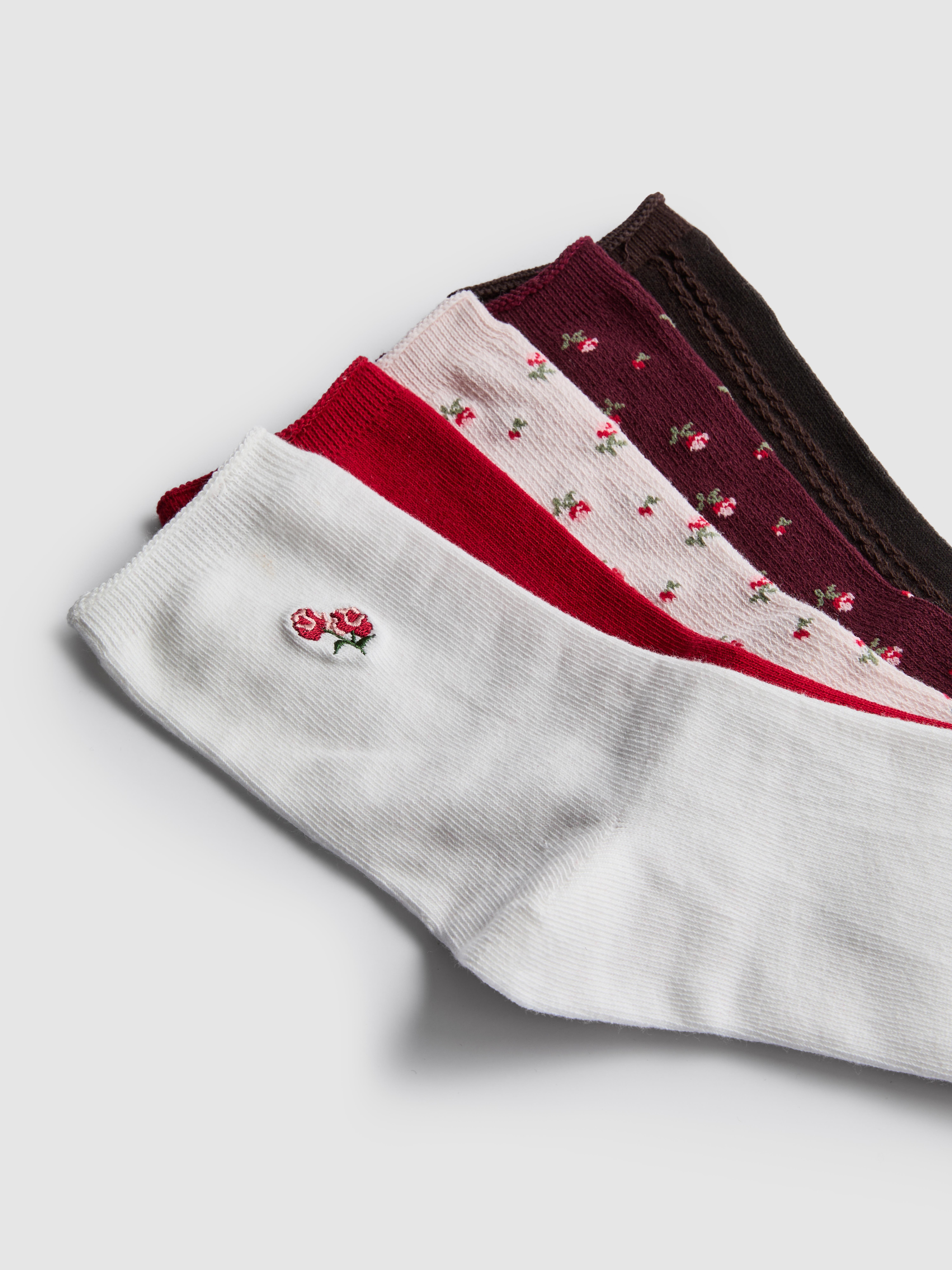 5pk Cotton Rich Floral Crew Socks
