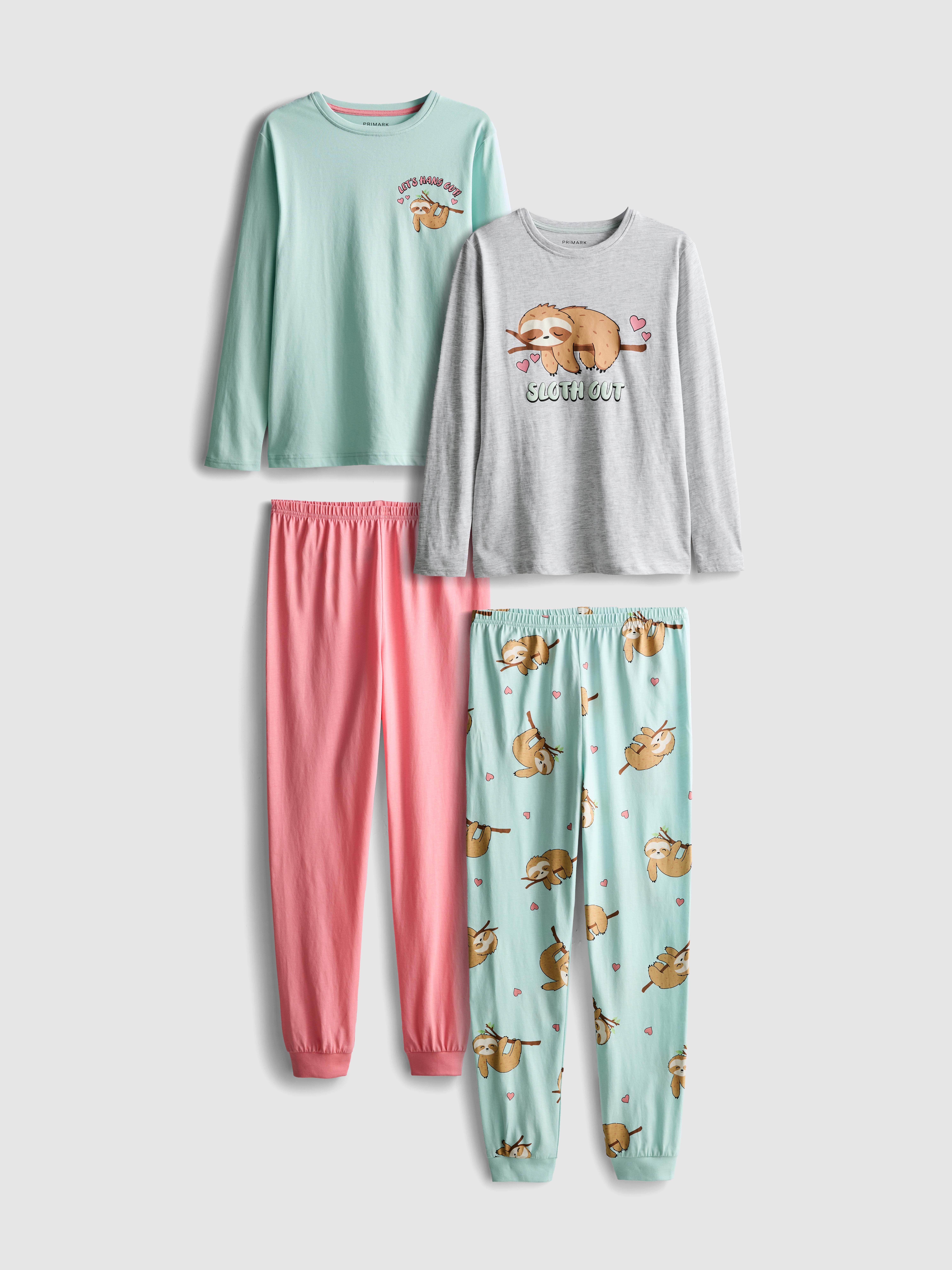 7-15 años | Pack de 2 pijamas gráficos de perezosos