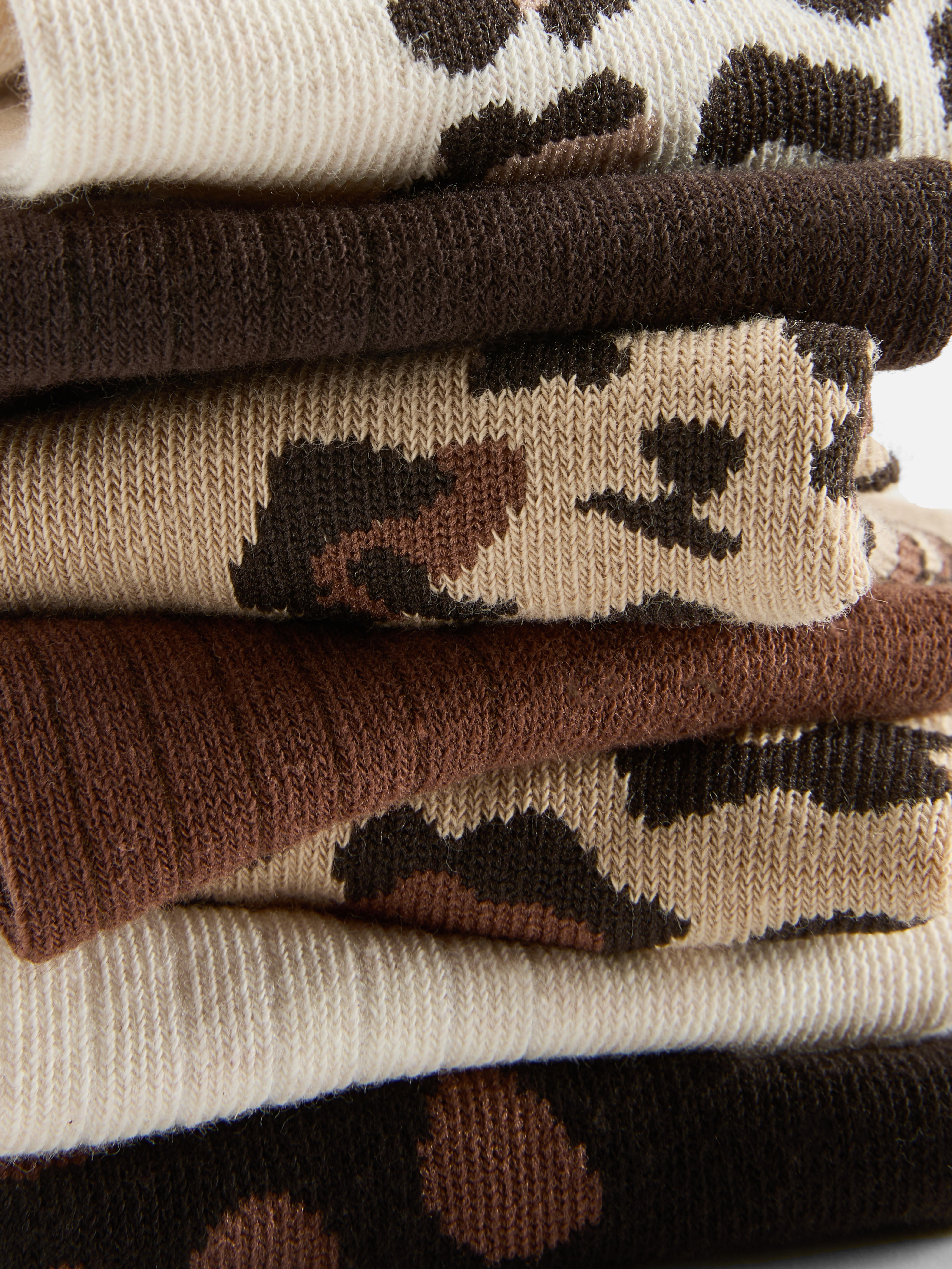 7pk Leopard Print Trainer Socks