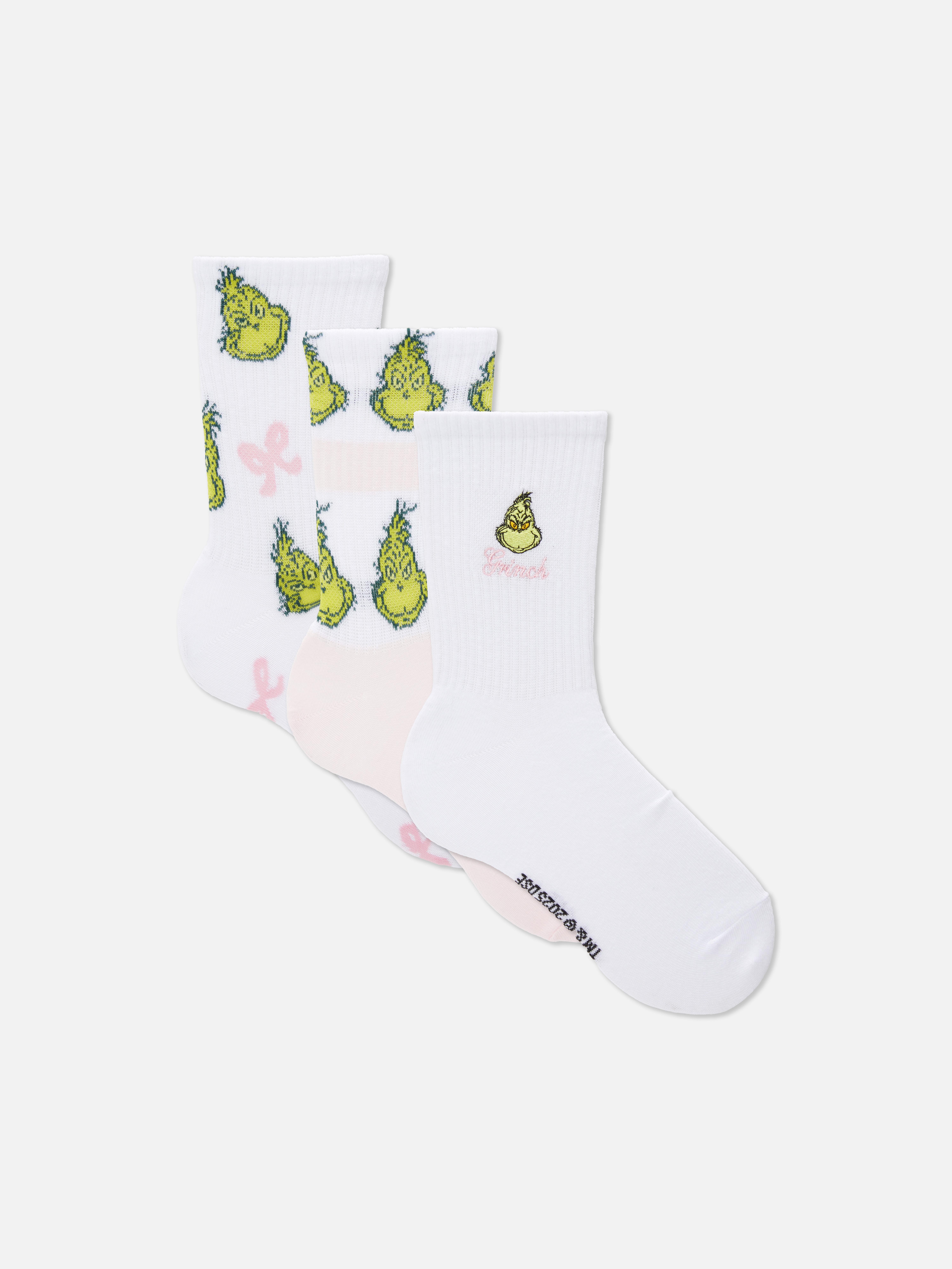 Halfhoge katoenrijke kerstsokken The Grinch, 3 paar