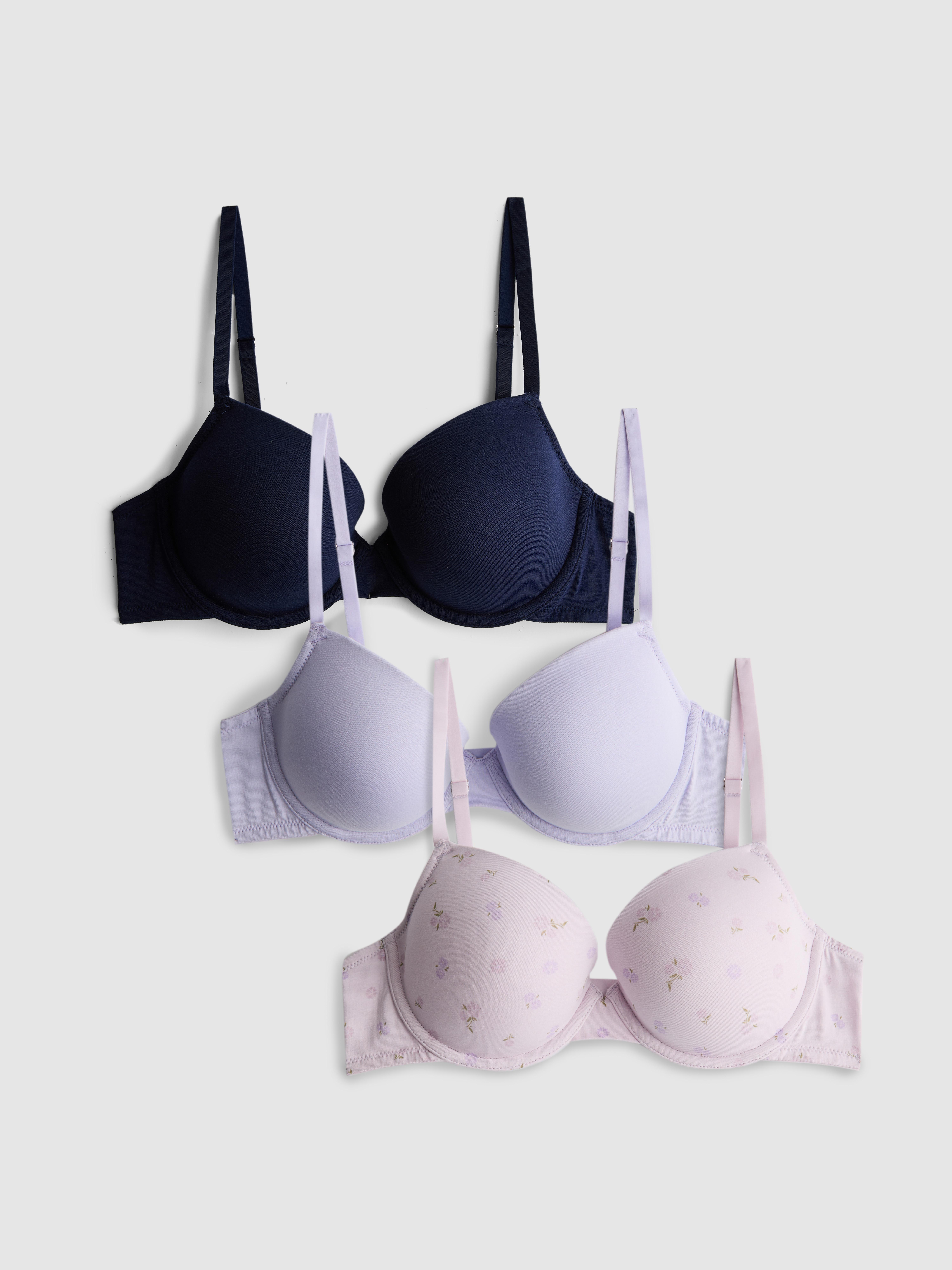 3pk A-E Cotton Rich Printed Bras