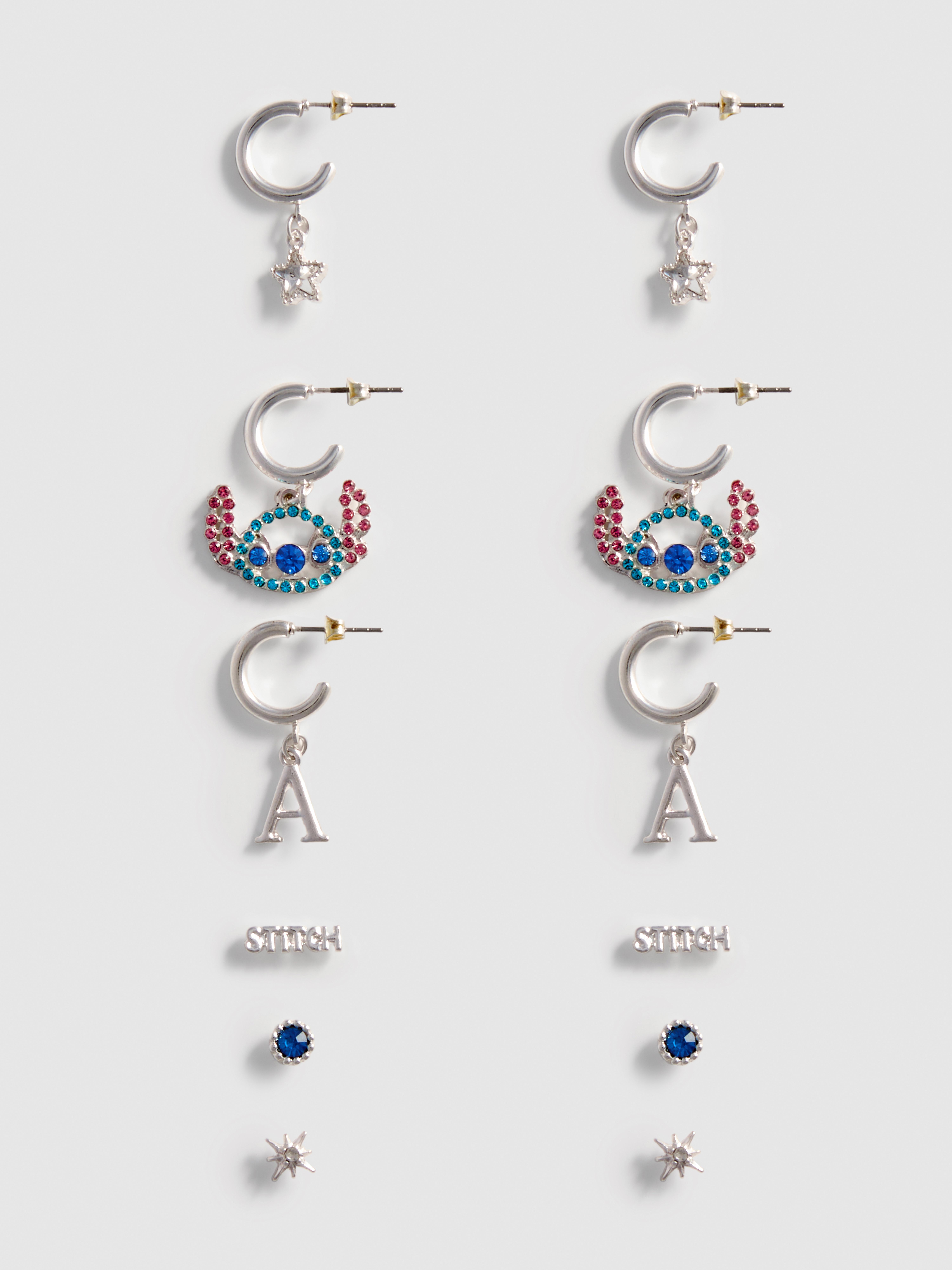 Pack de 6 pares de pendientes de Stitch de Disney
