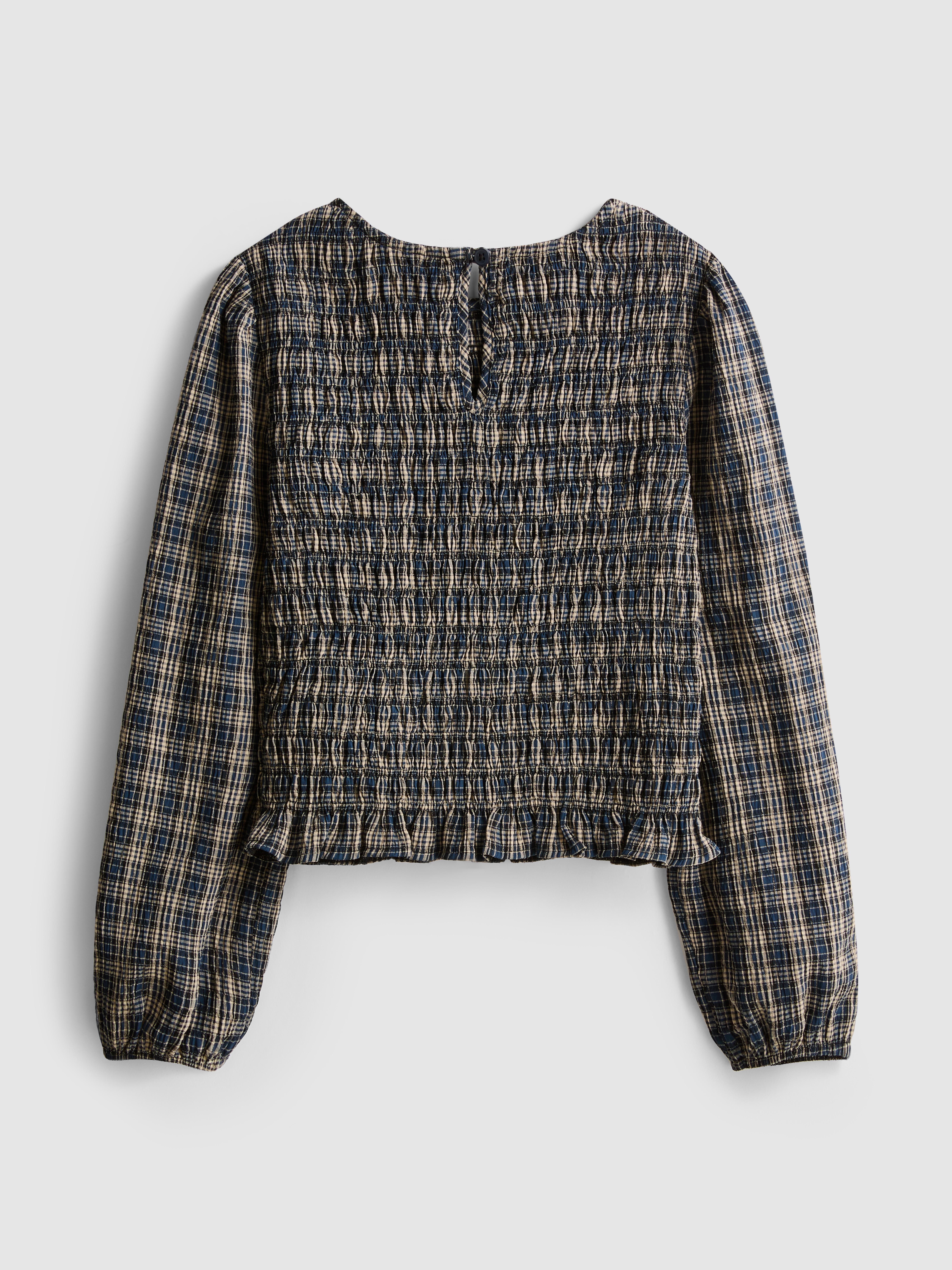7-15yrs | Check Shirred Blouse