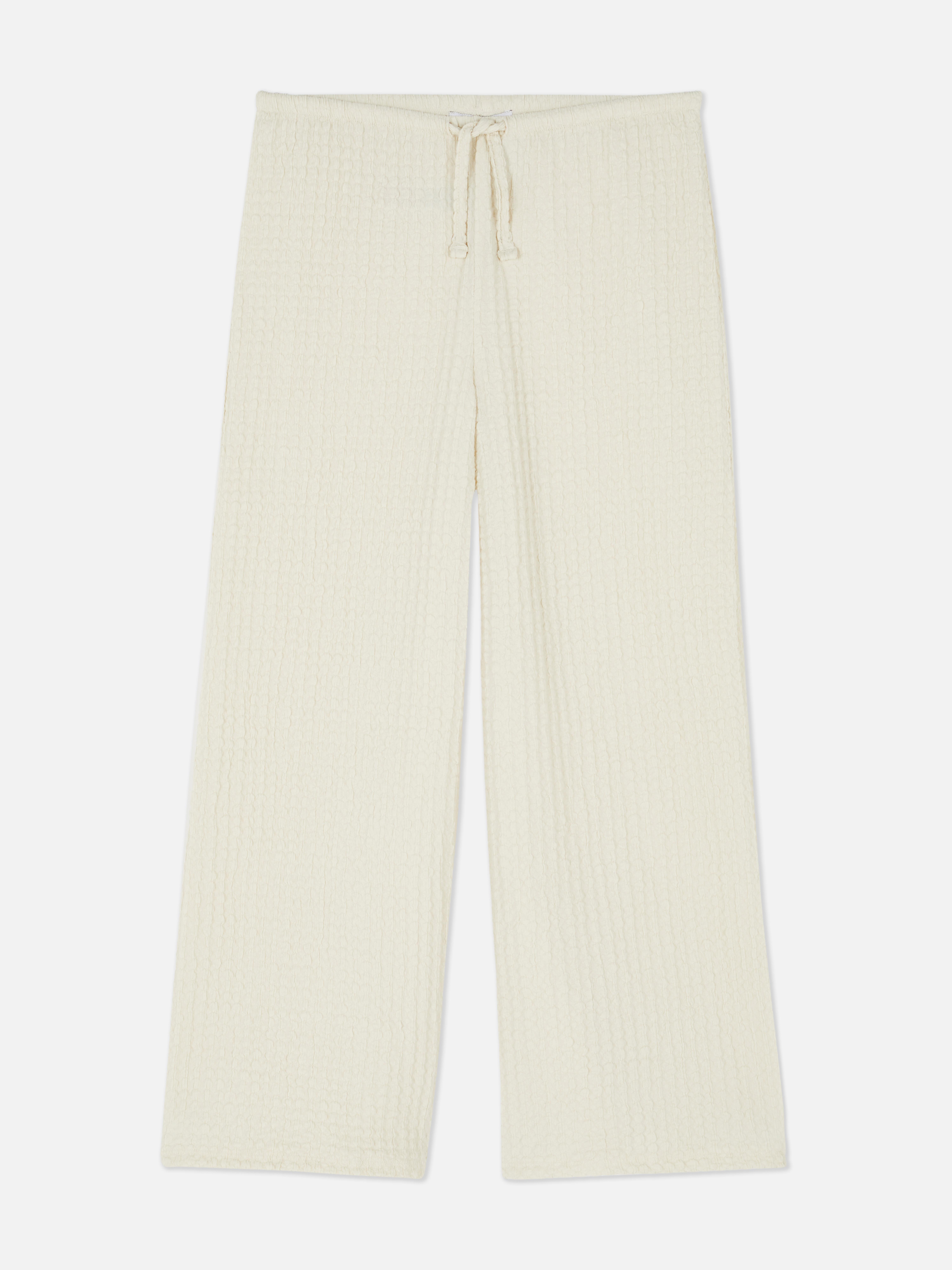 7-15 anos | Calça larga texturada franzida enrugada
