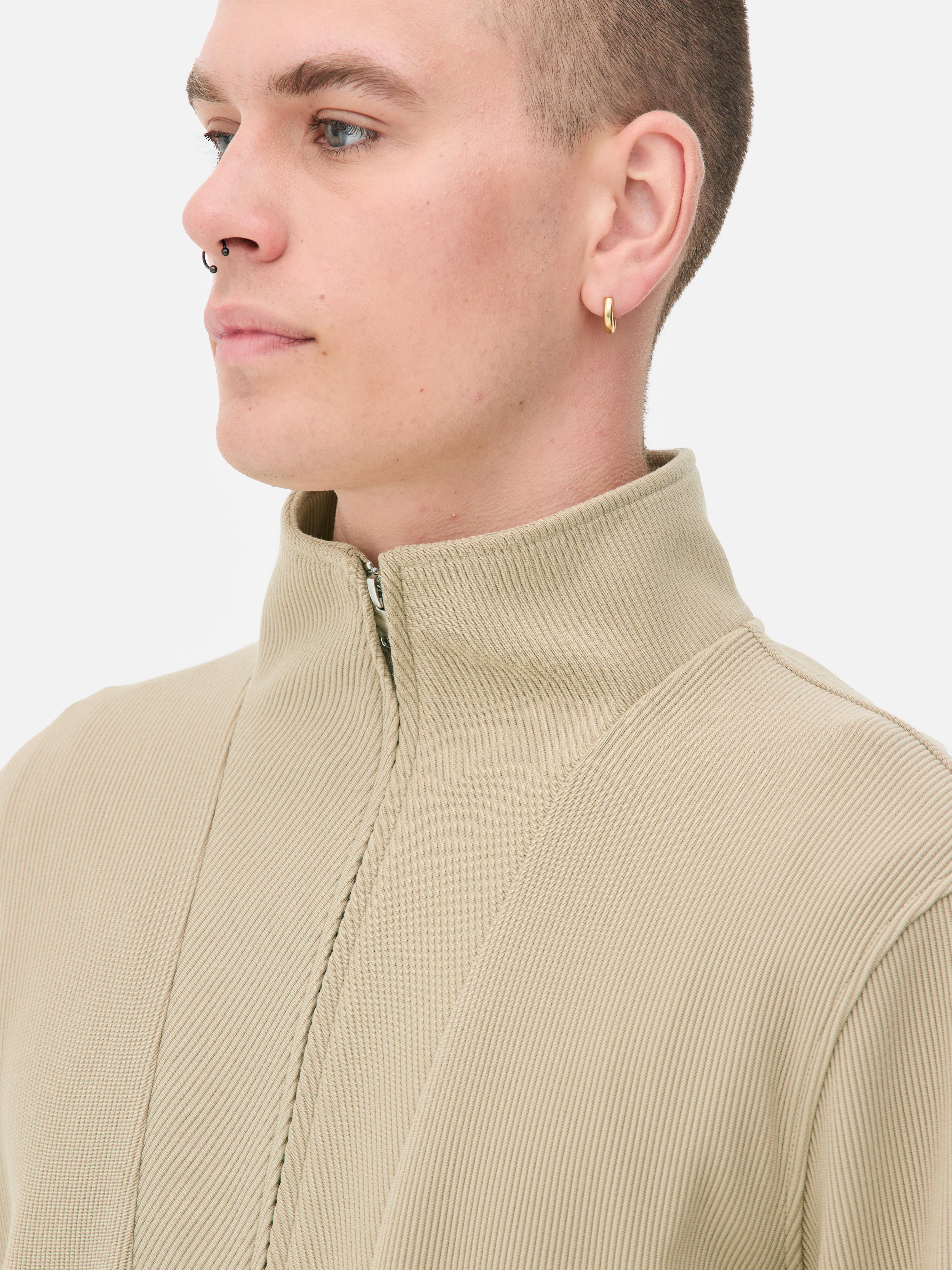 Quater Zip Plisse Sweatshirt