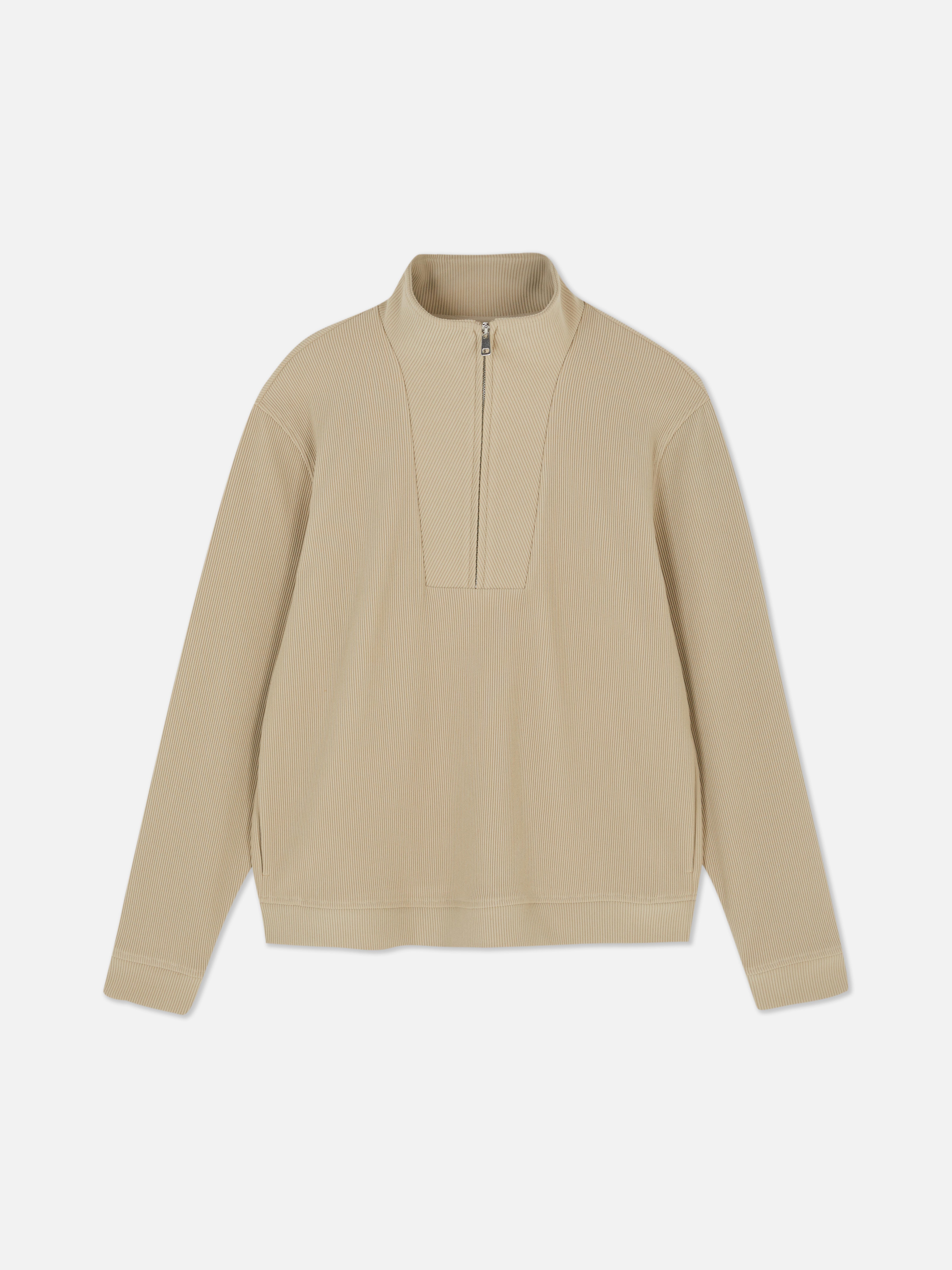 Quater Zip Plisse Sweatshirt