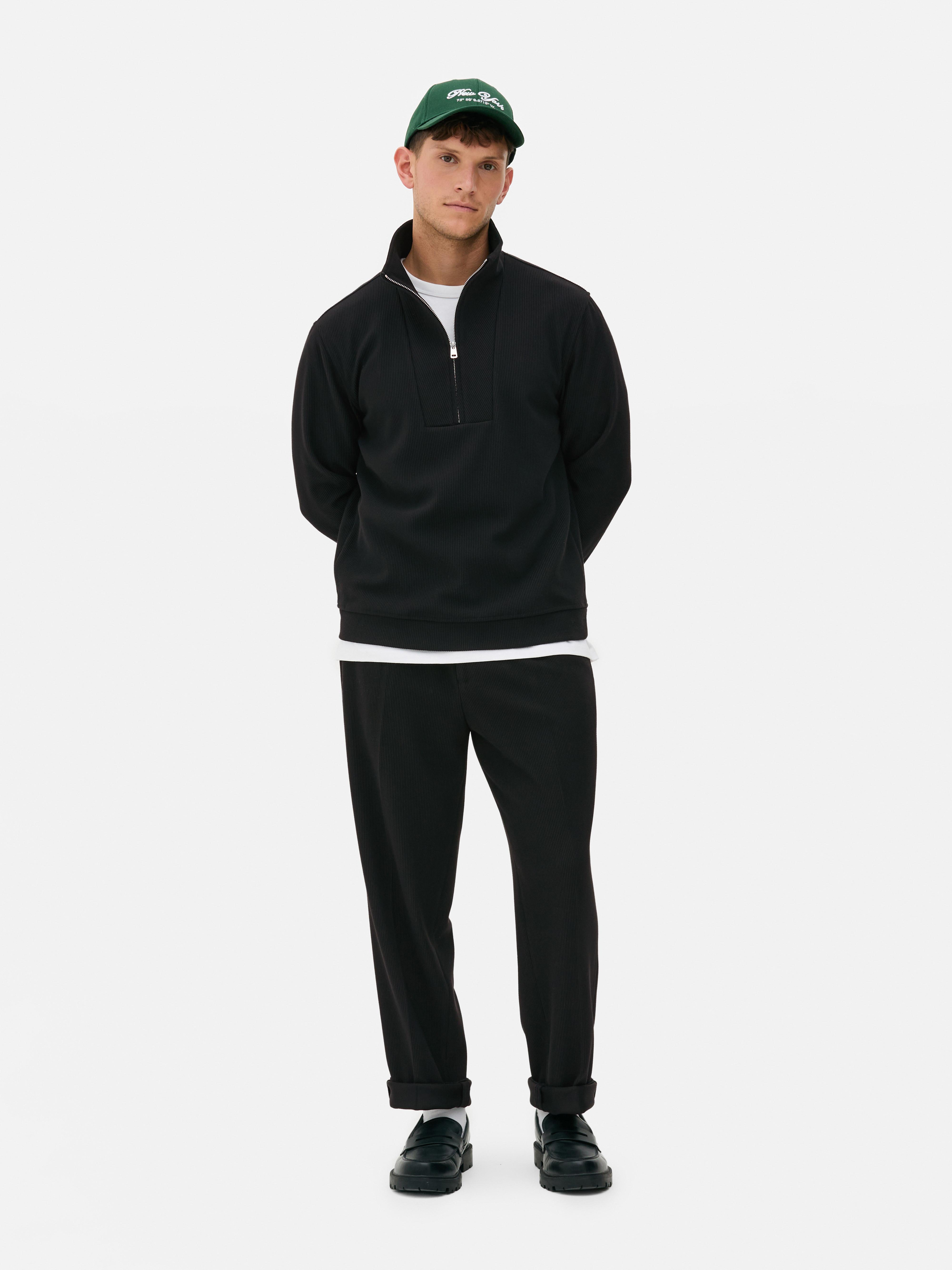 Quater Zip Plisse Sweatshirt