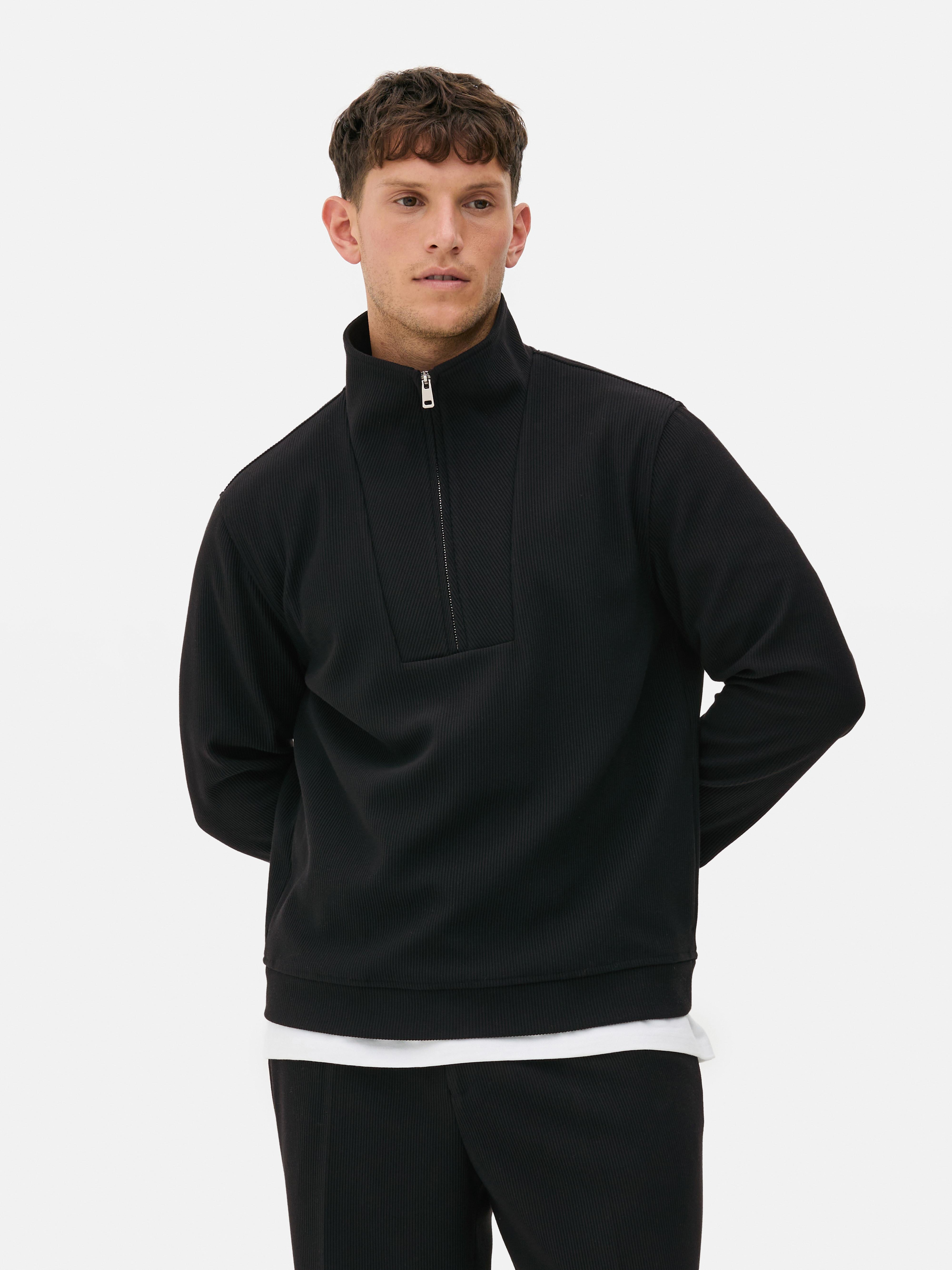 Quater Zip Plisse Sweatshirt