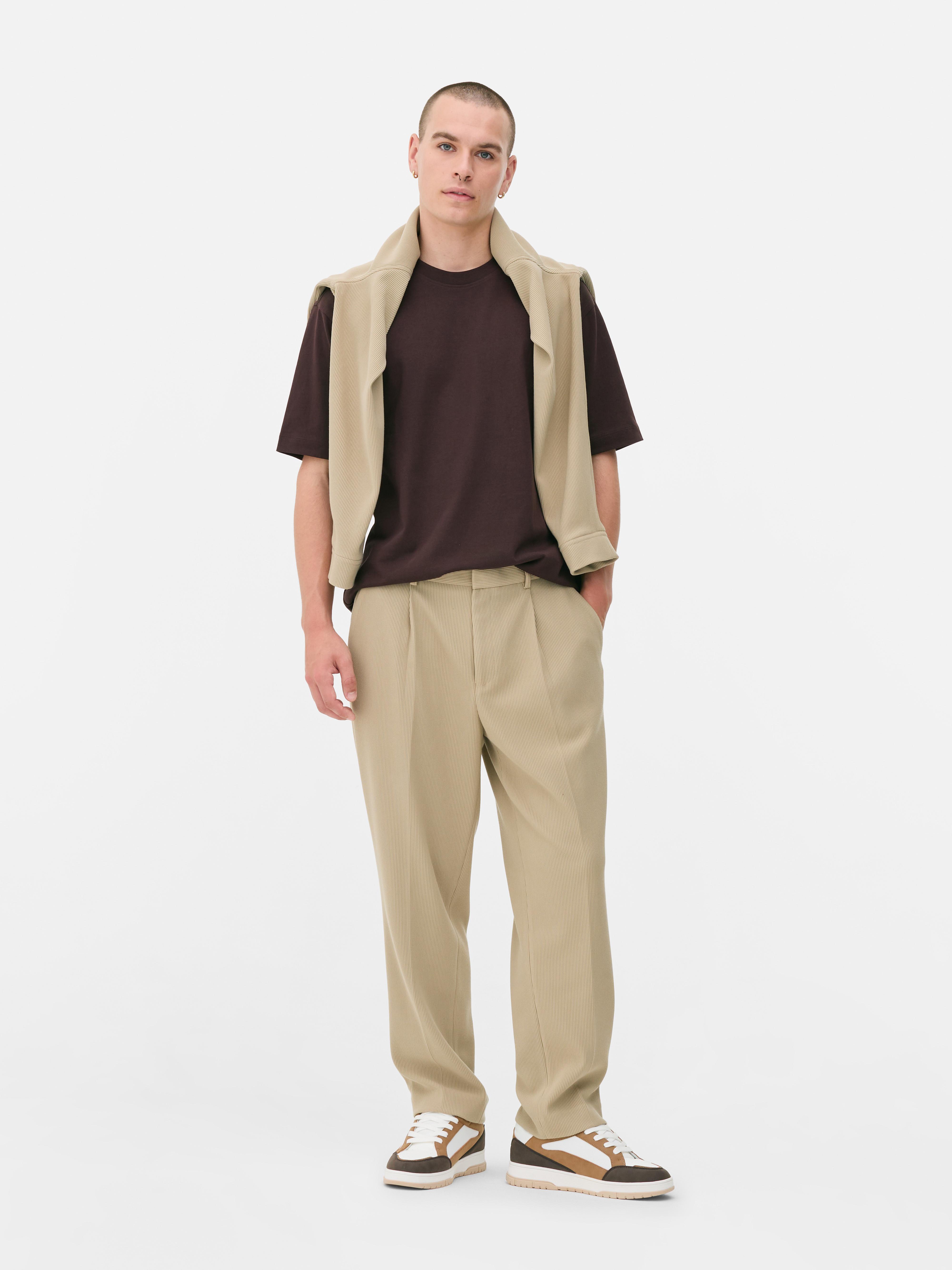 Slim Fit Plisse Trousers