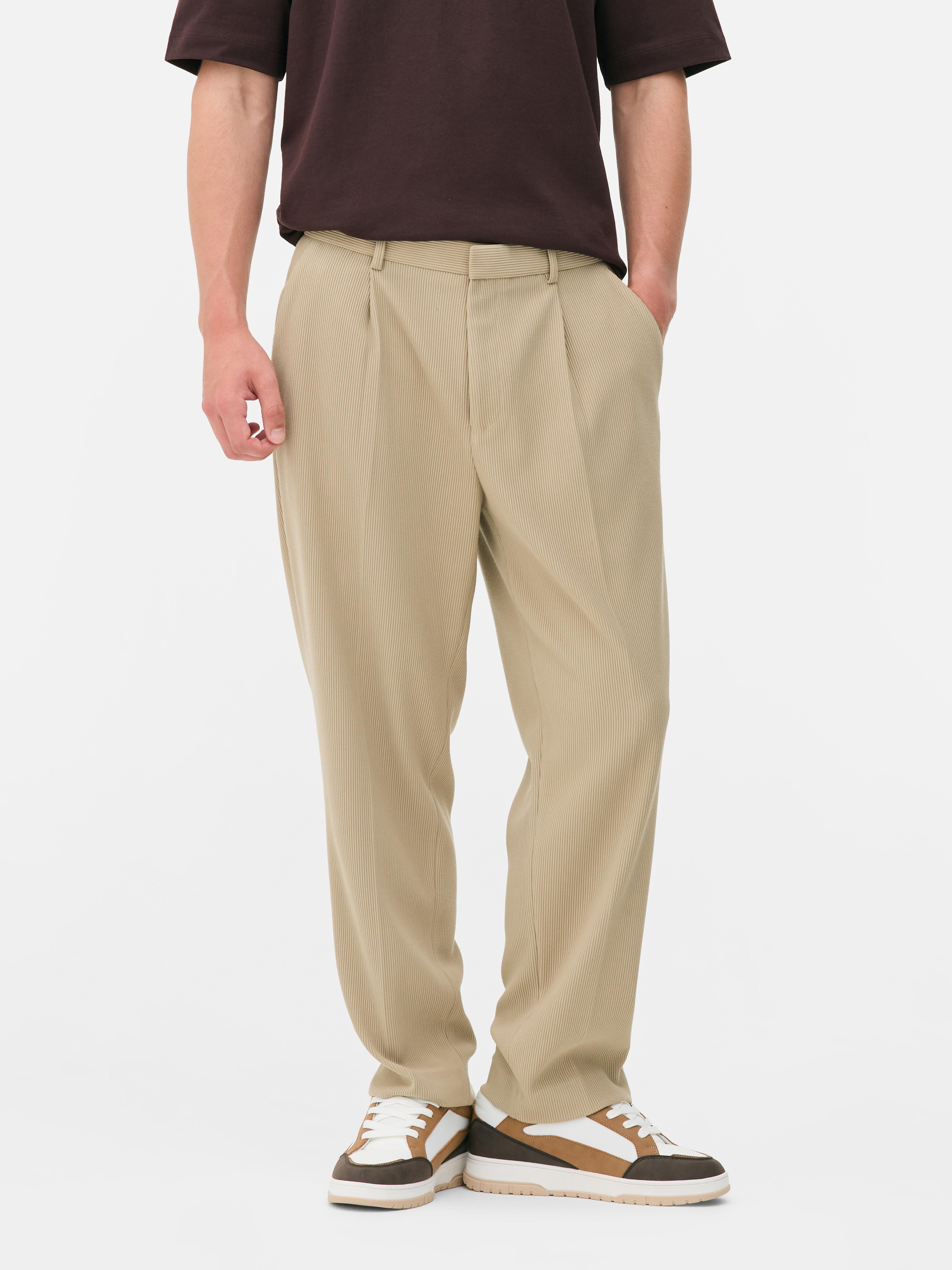 Slim Fit Plisse Trousers