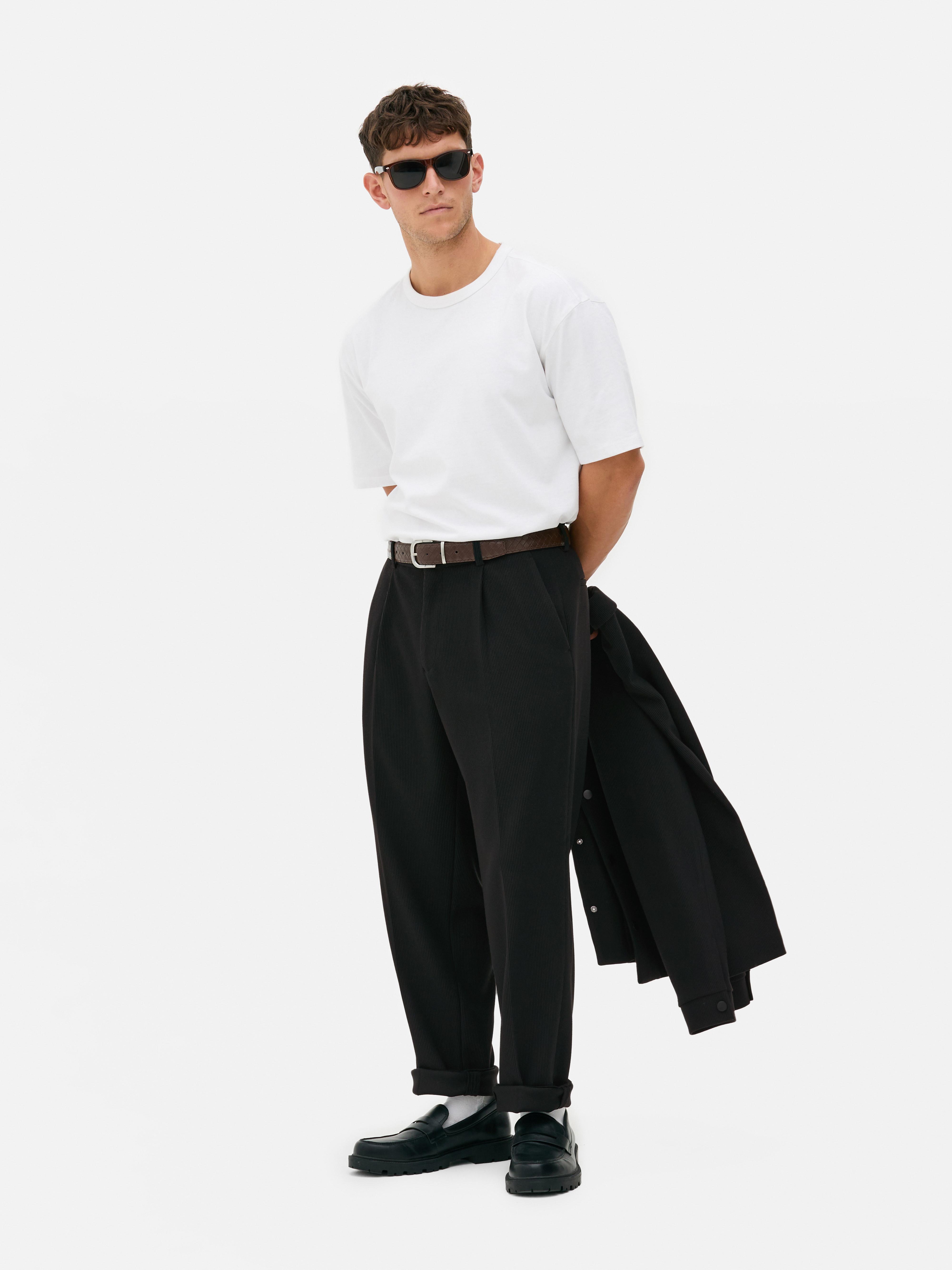Slim Fit Plisse Trousers