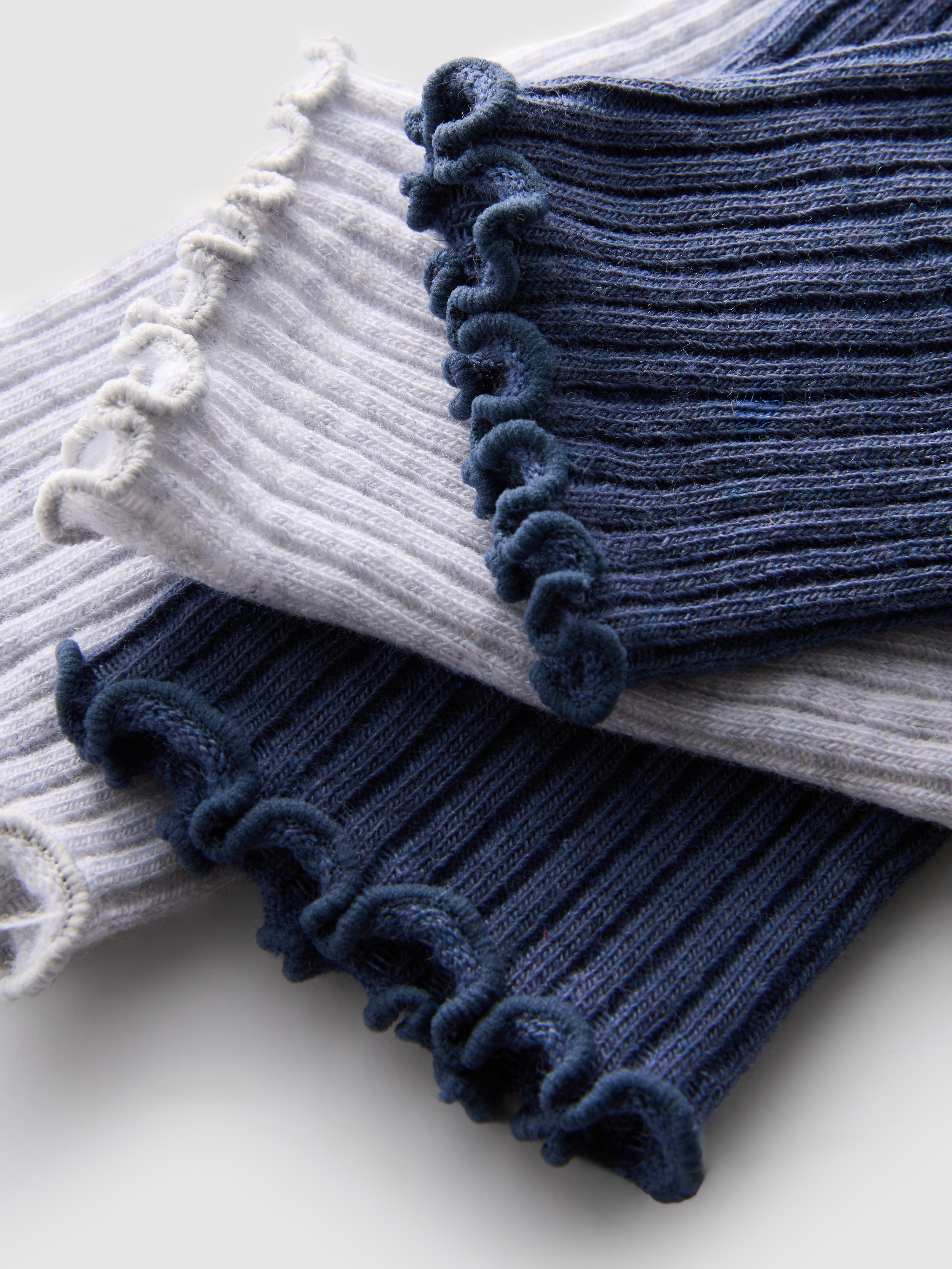 2pk Lettuce Trim Ribbed Crew Socks