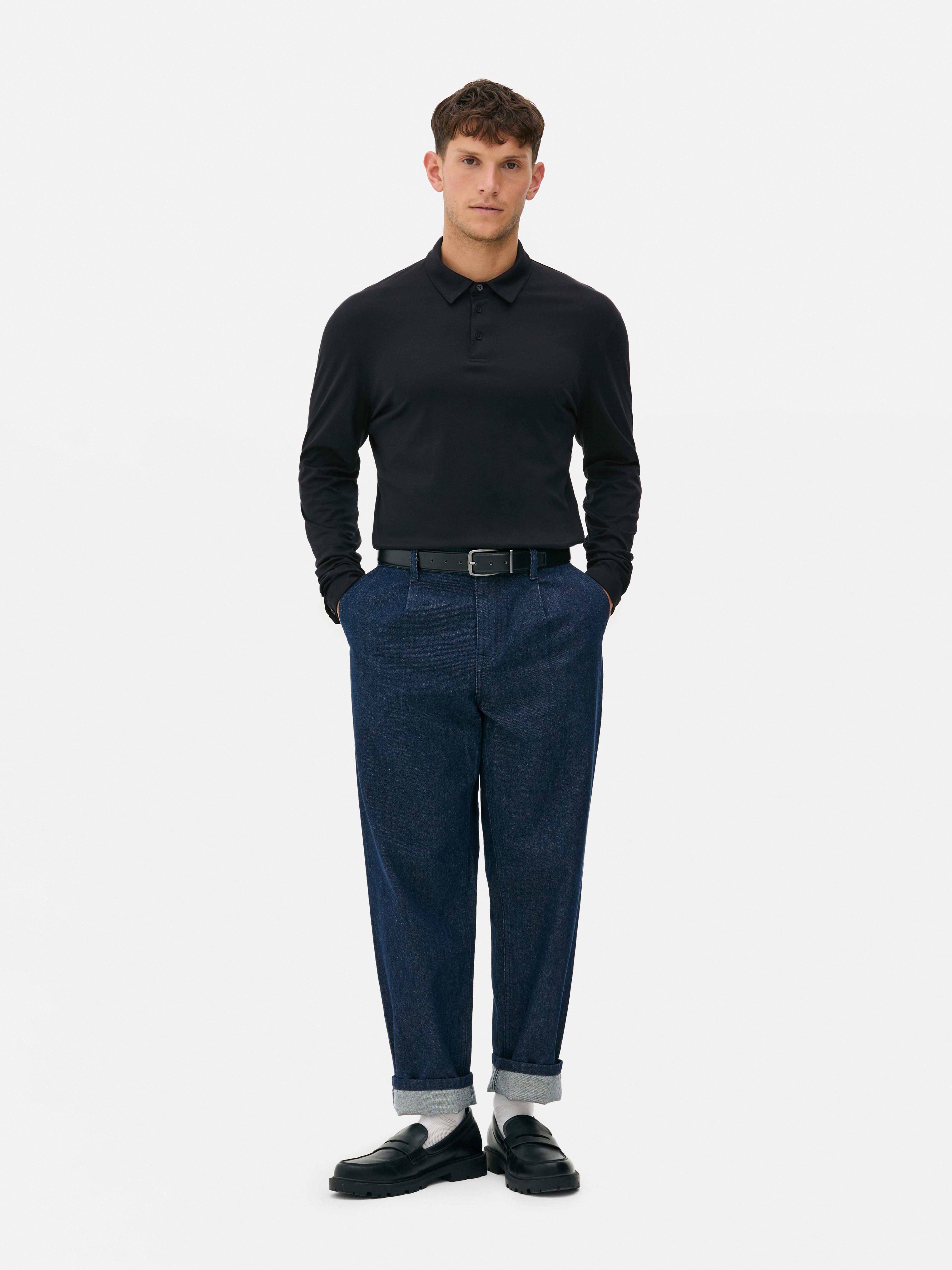 Long Sleeve Polo Shirt Black