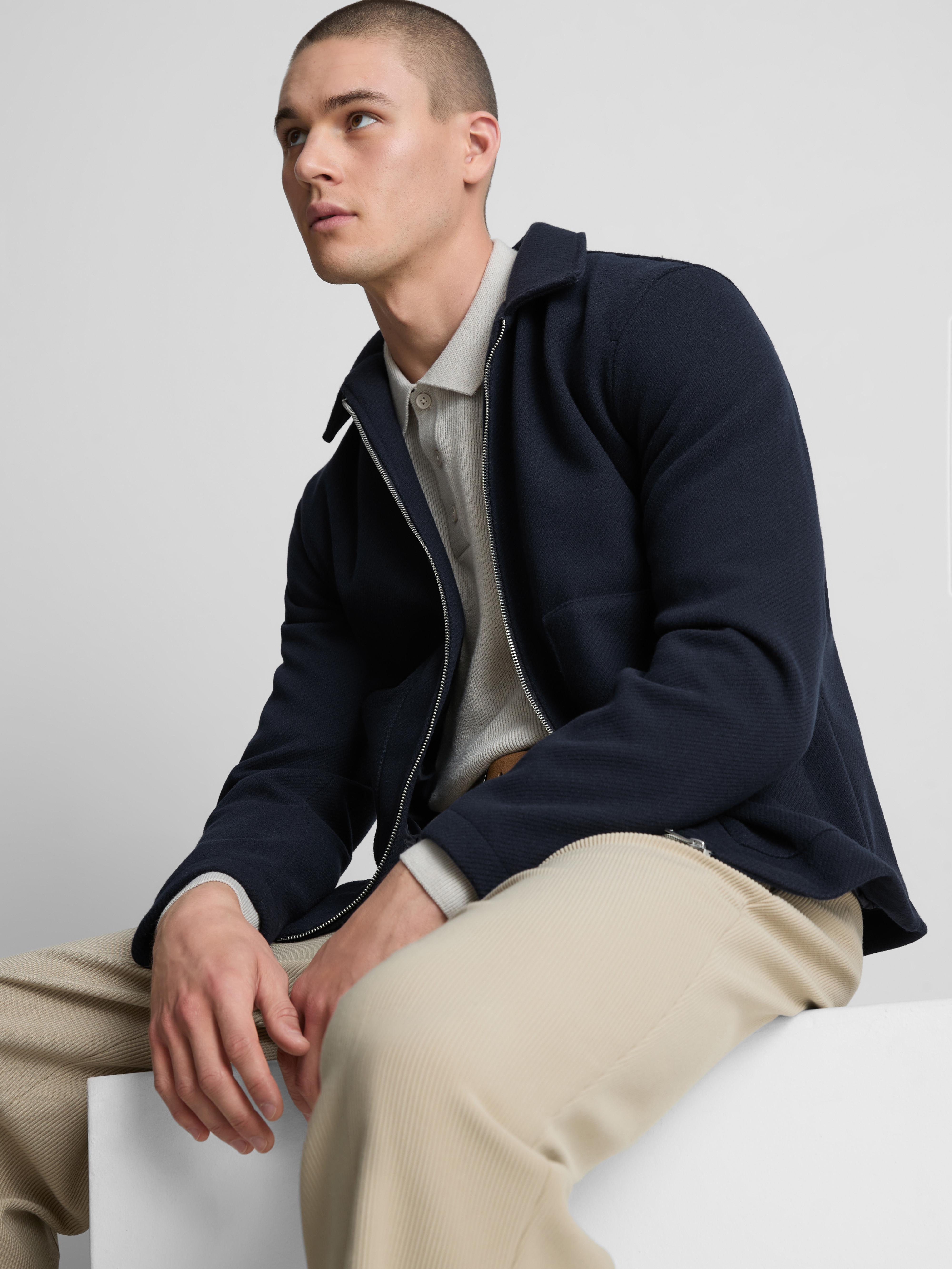 Chaqueta Harrington de sarga con cremallera