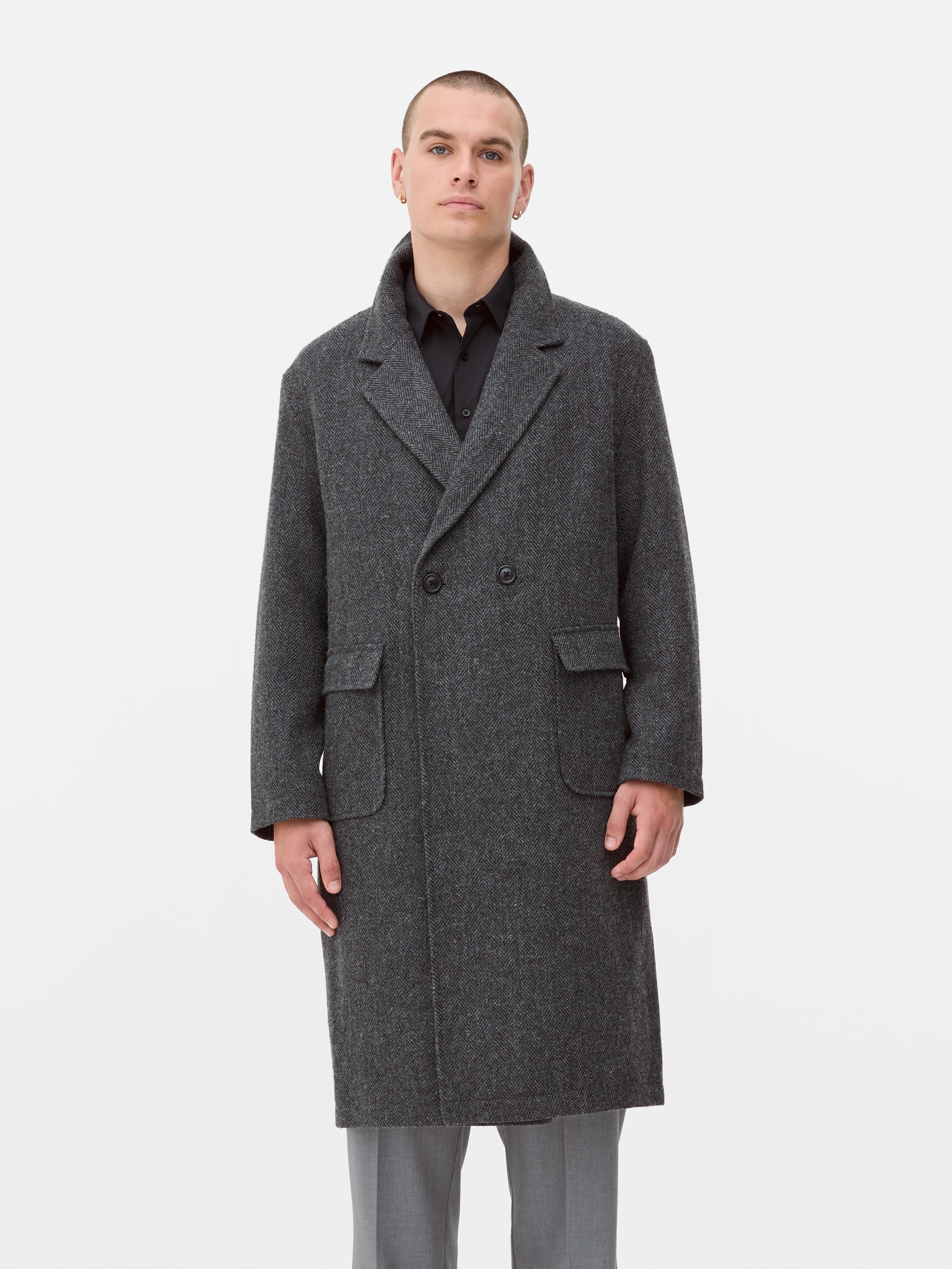 Double Breasted Herringbone Overcoat