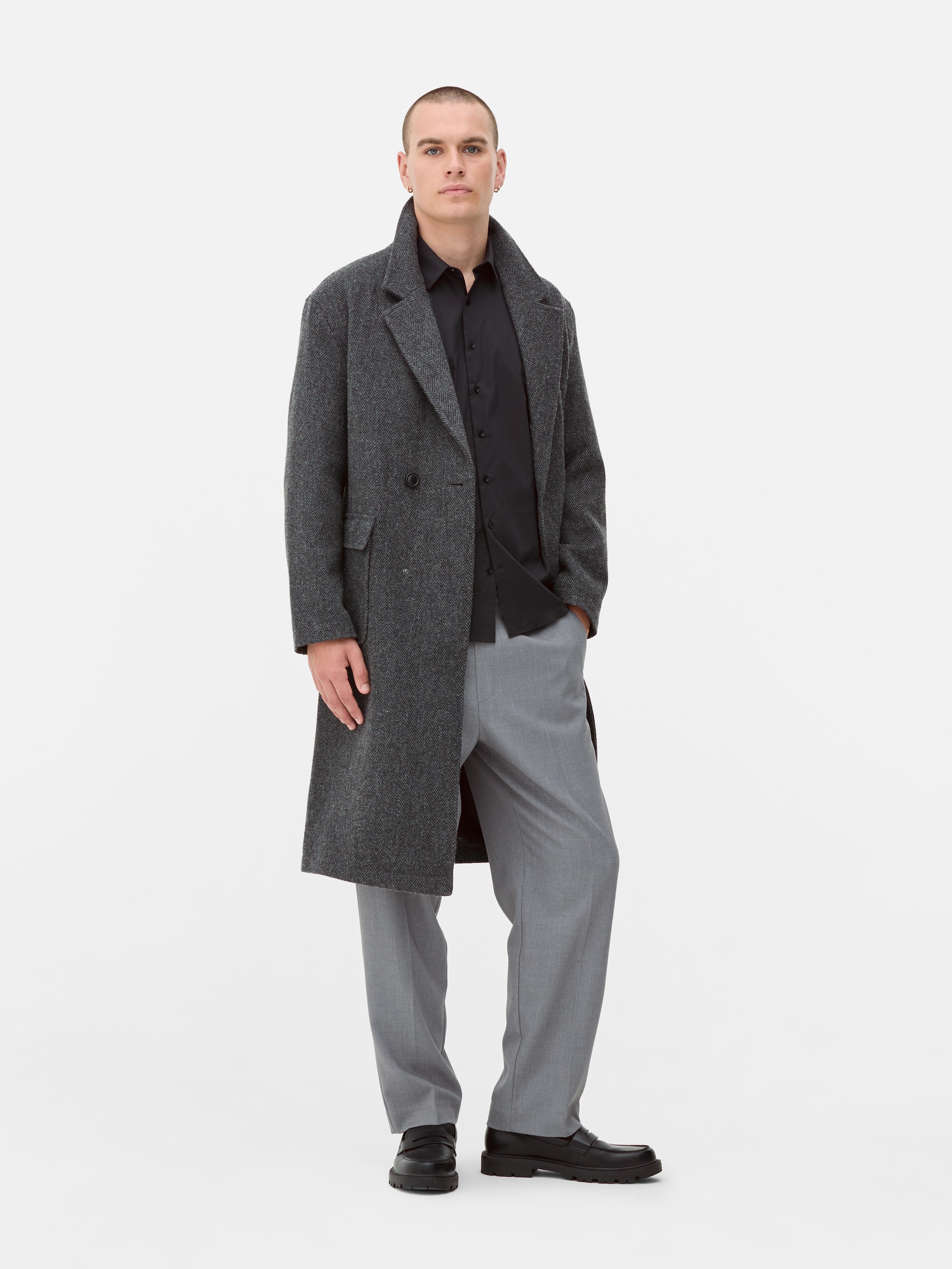 Double Breasted Herringbone Overcoat