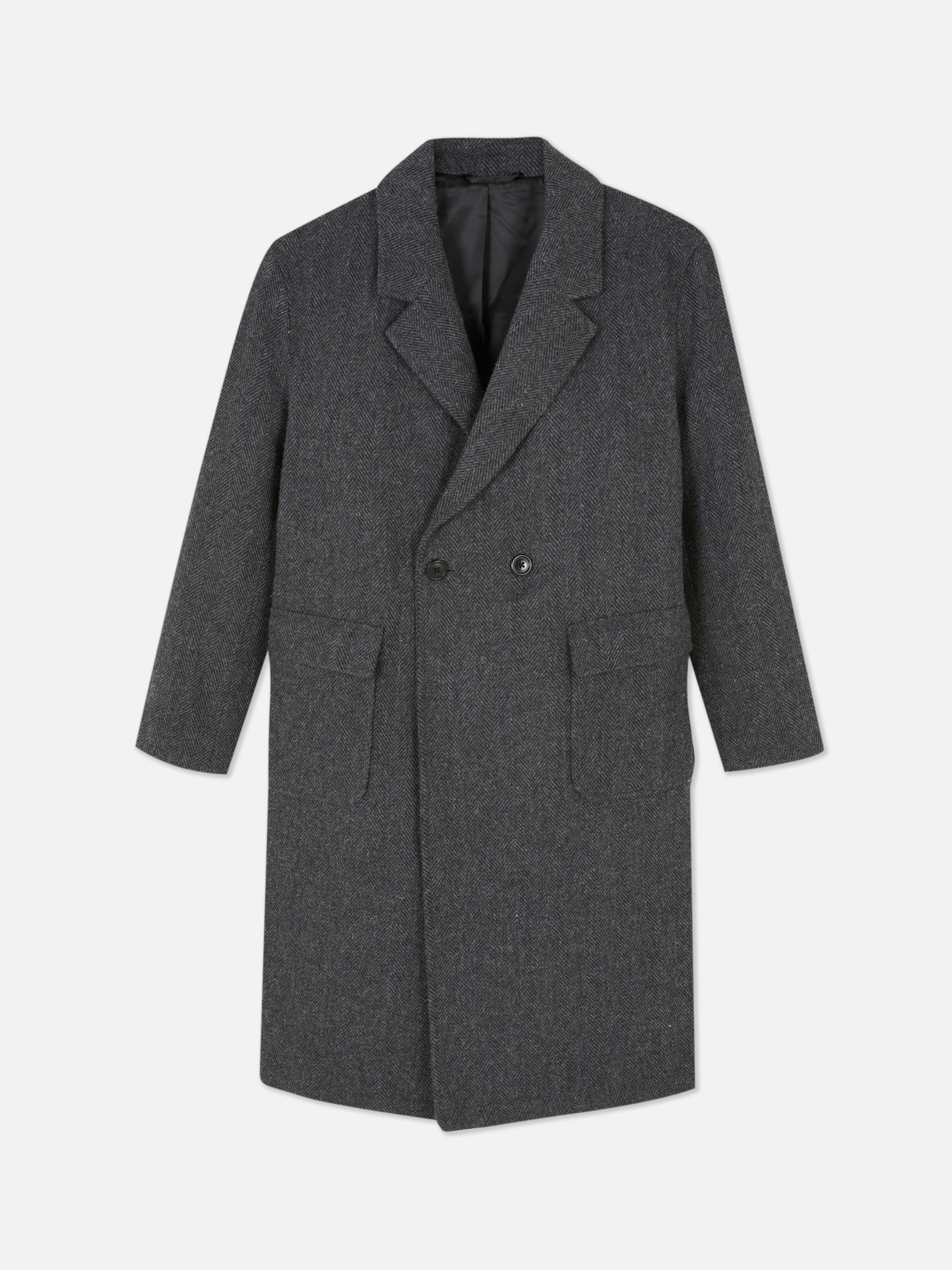Double Breasted Herringbone Overcoat