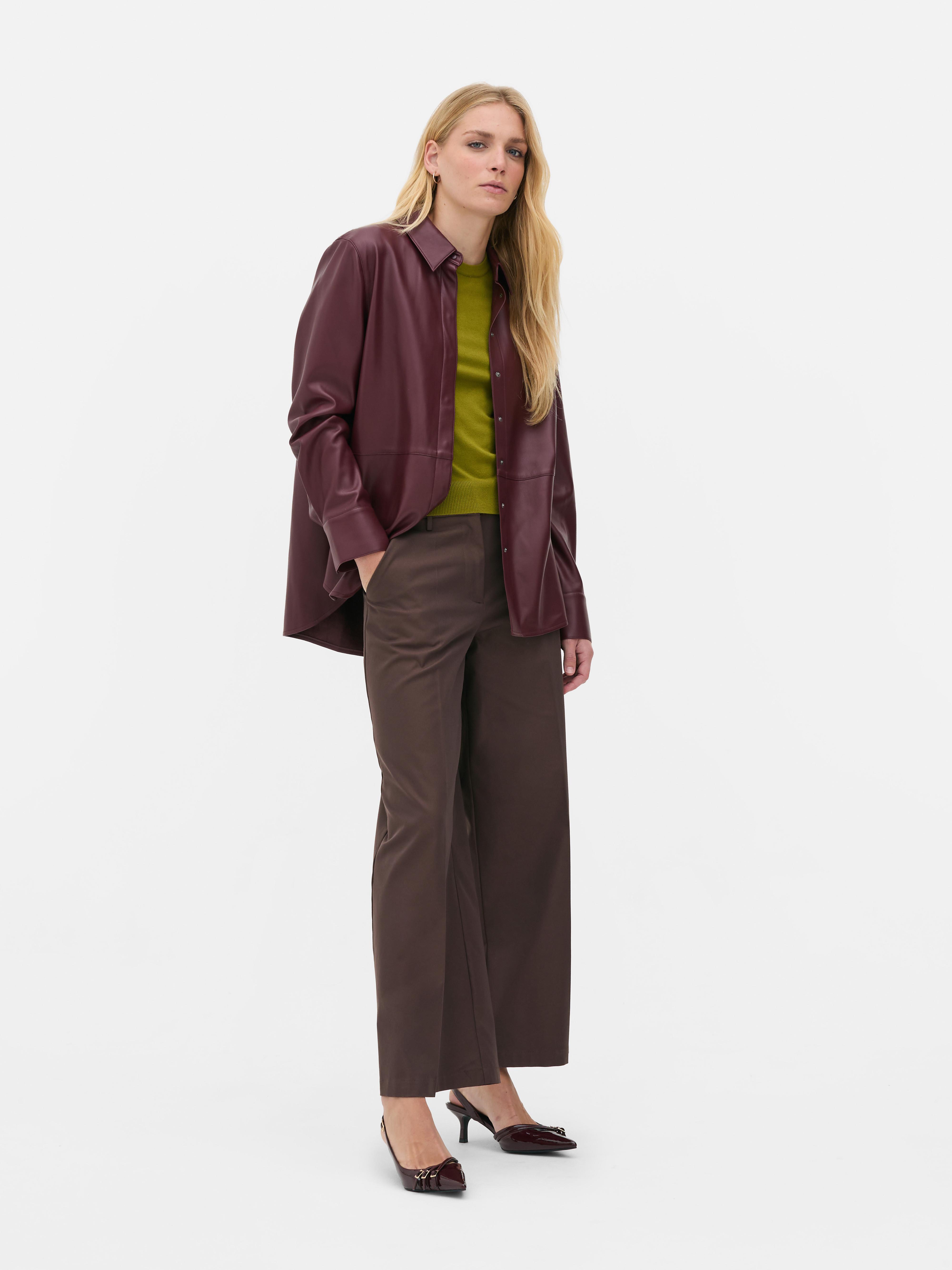 Chemise boyfriend en simili cuir