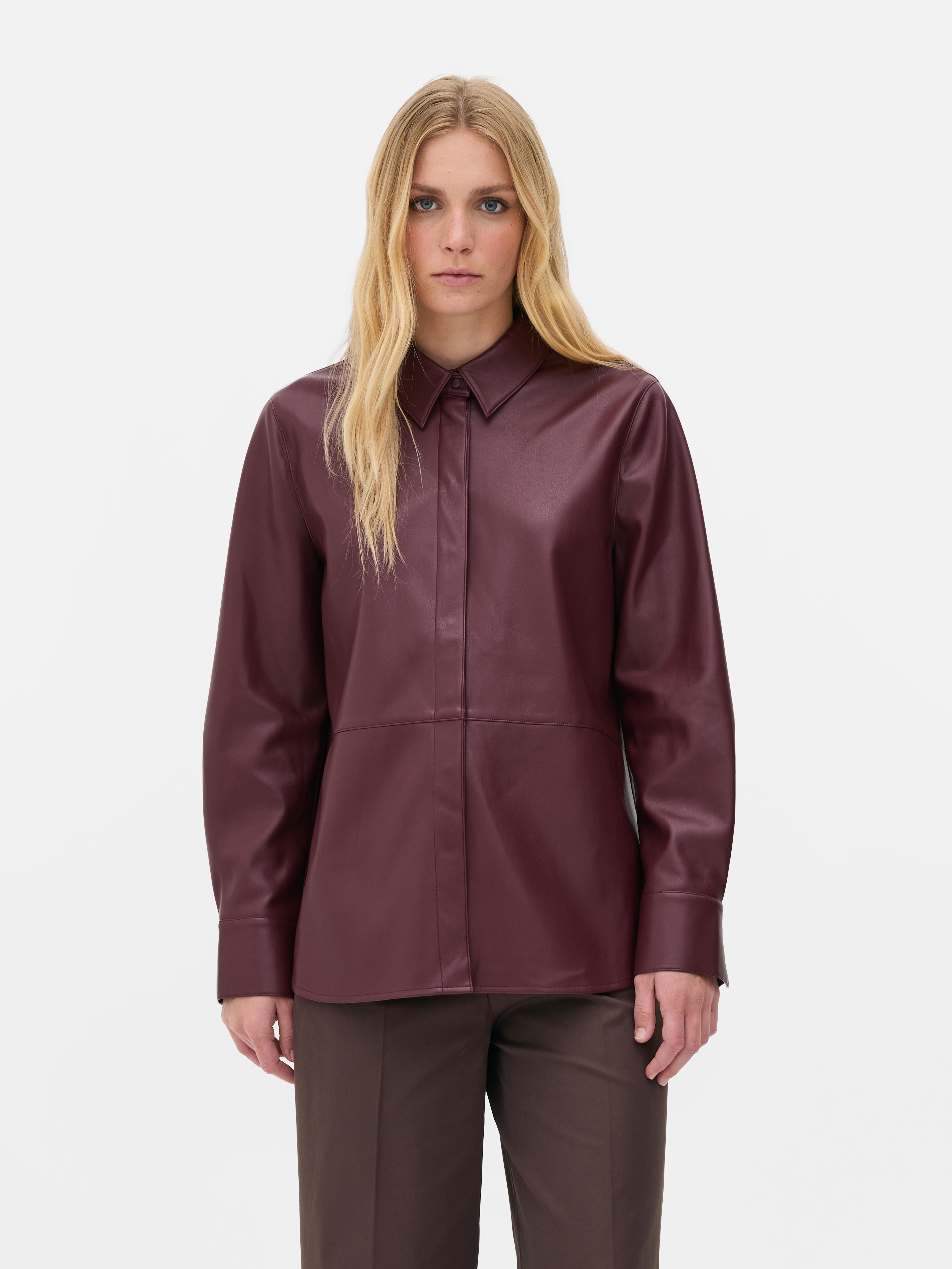 Chemise boyfriend en simili cuir