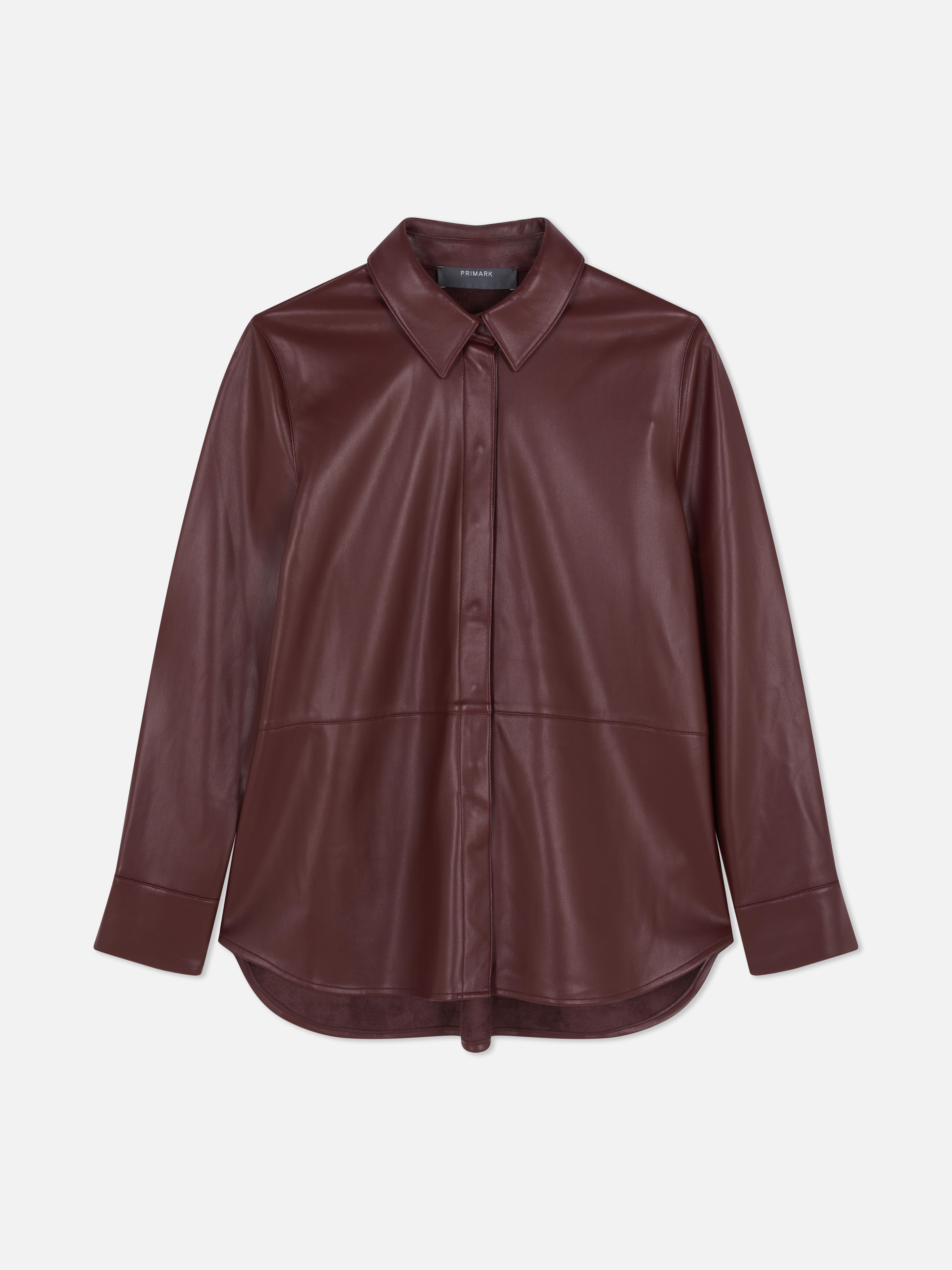 Chemise boyfriend en simili cuir