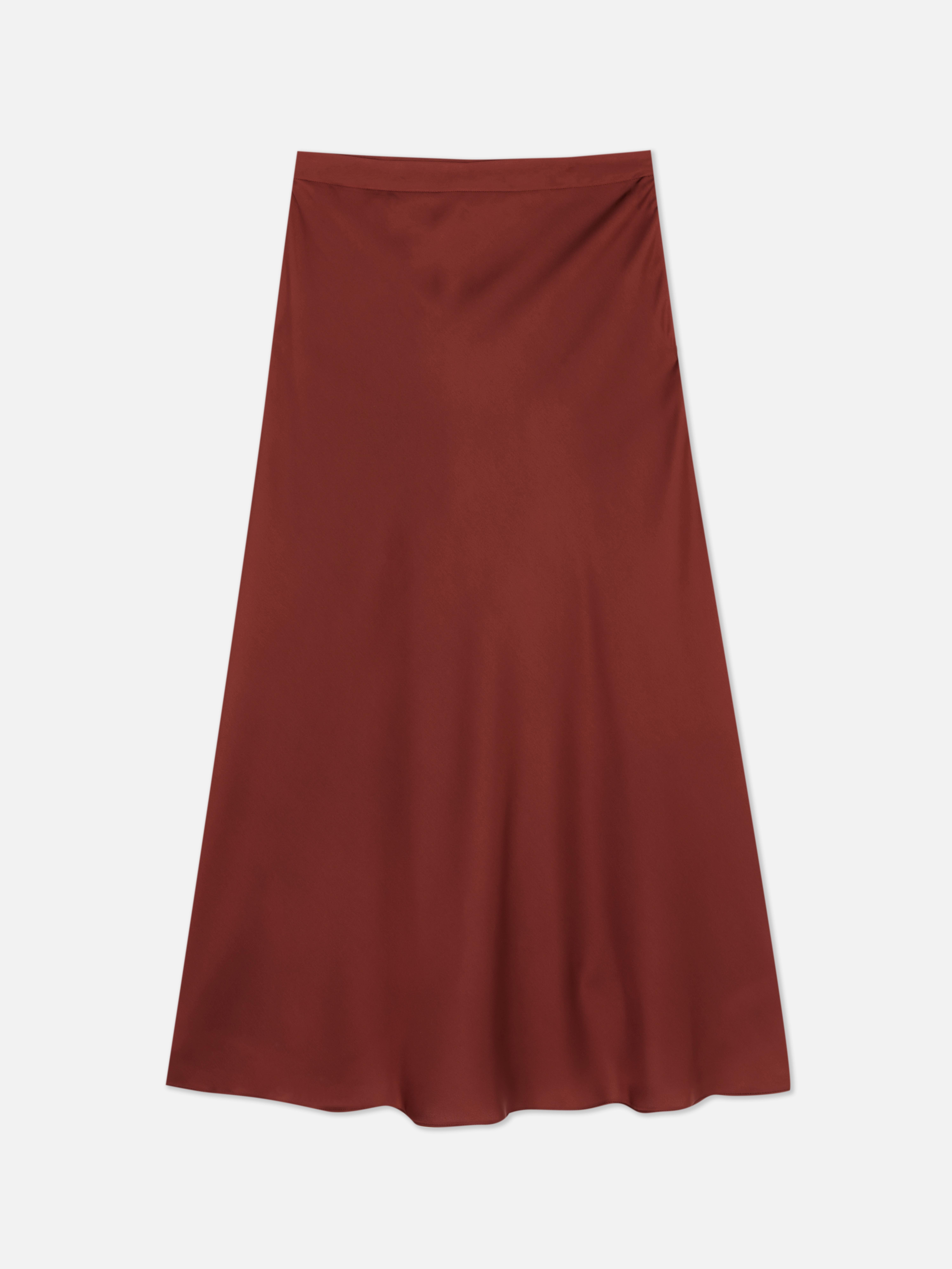 Jupe trapèze mi-longue en satin