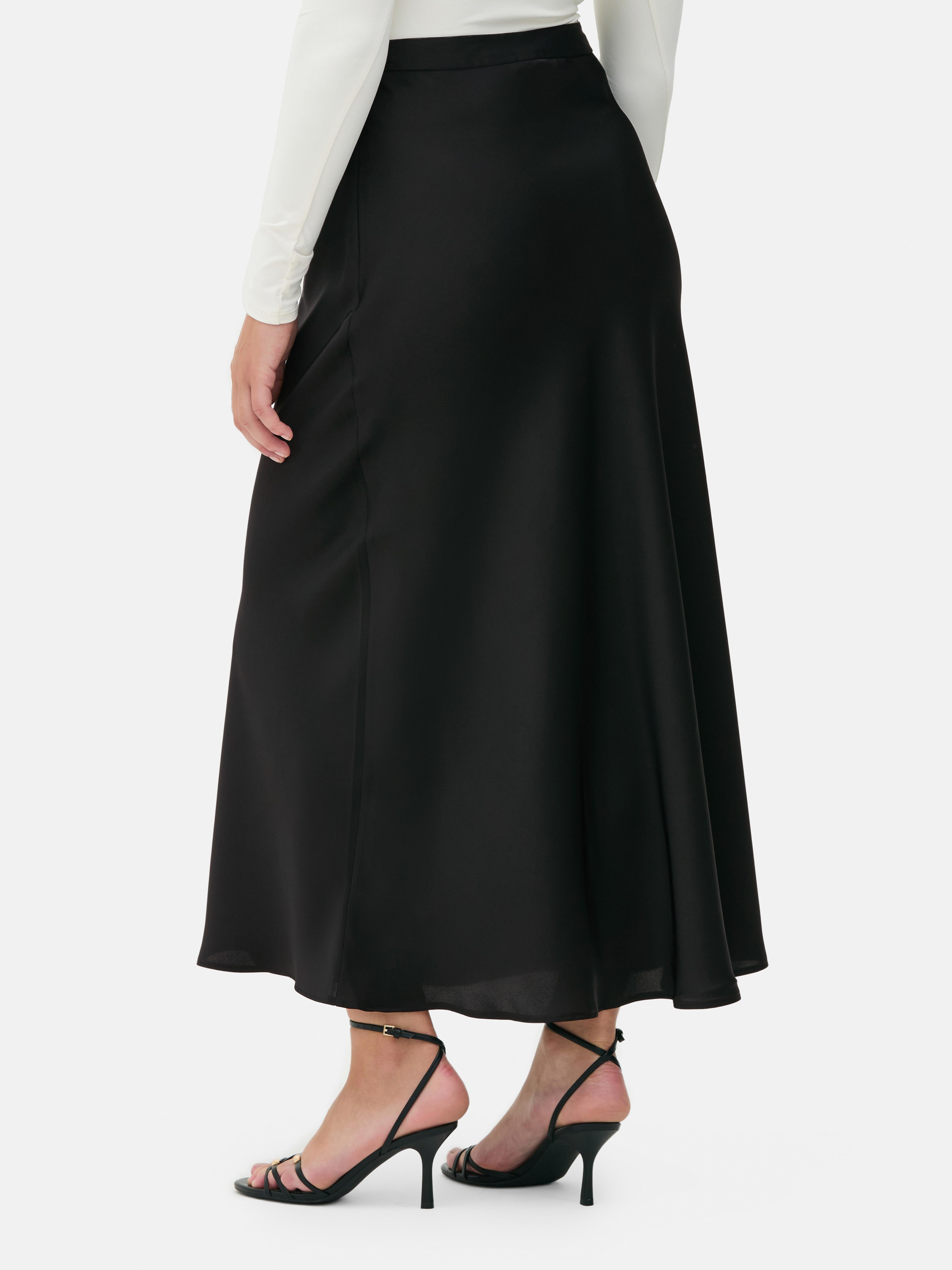 Satin A-Line Midi Skirt