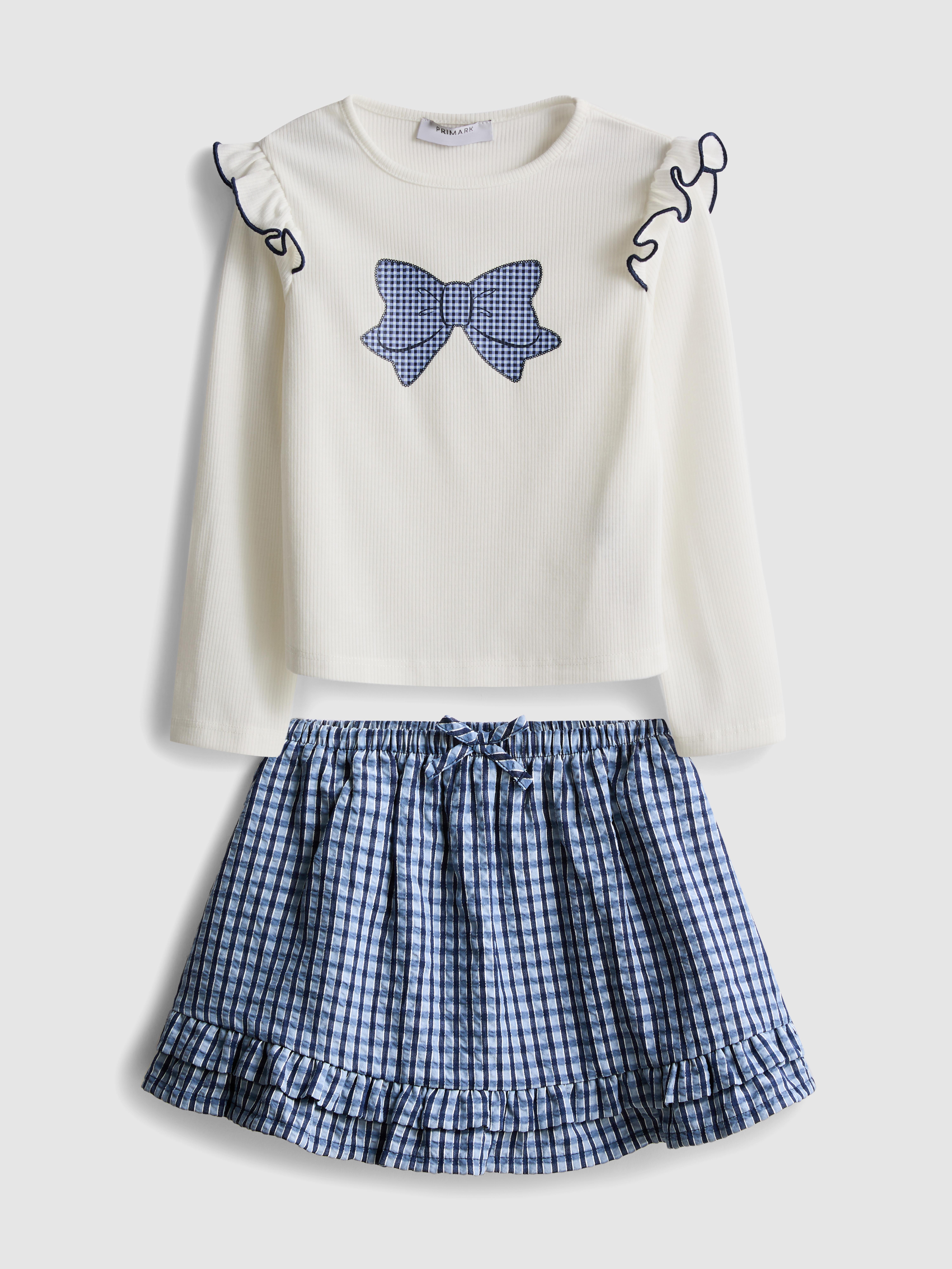 1,5–8 Jahre | Langarmshirt mit Schleife und Rock im Set