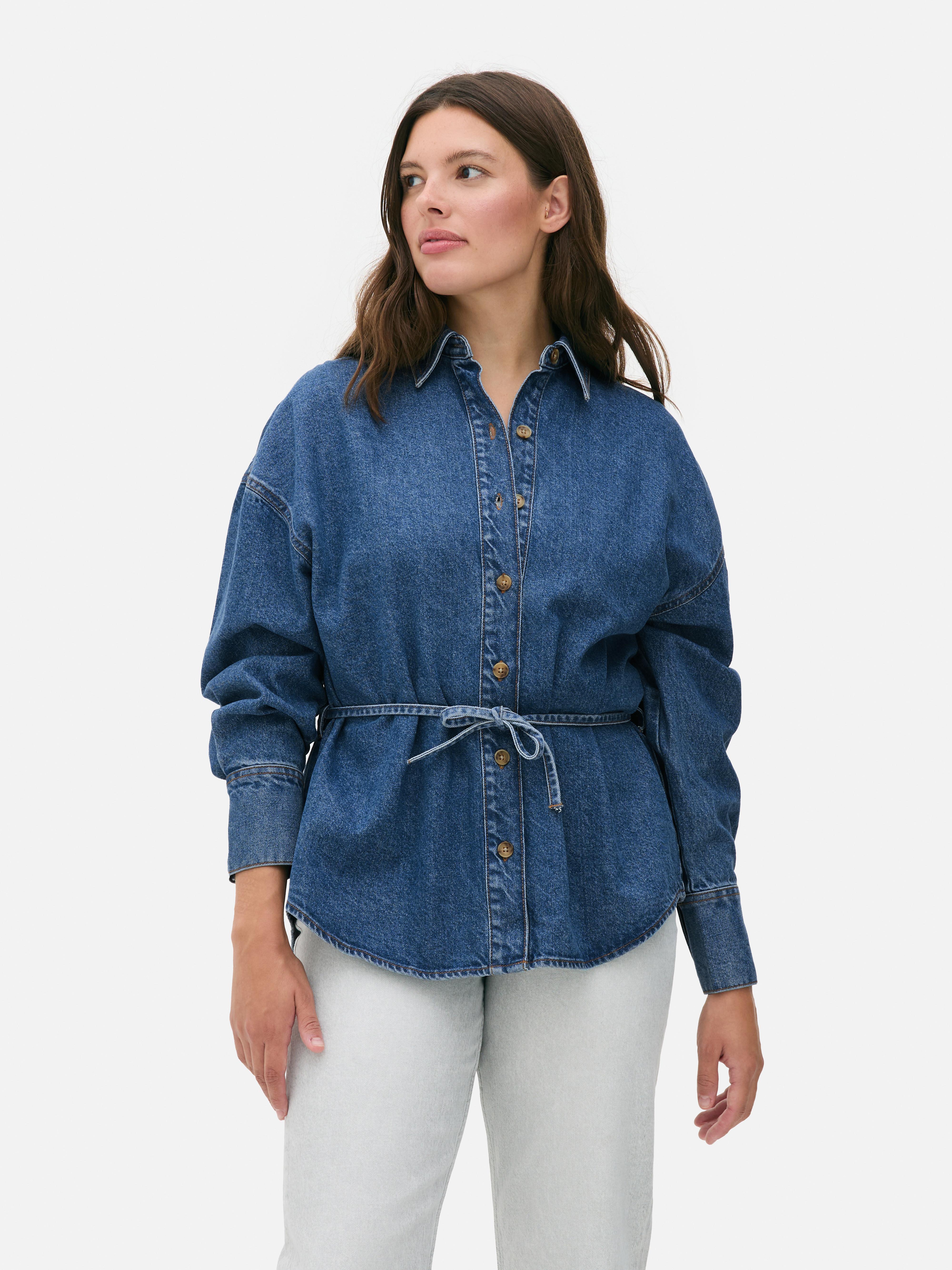 Cotton Denim Tie Detail Shirt