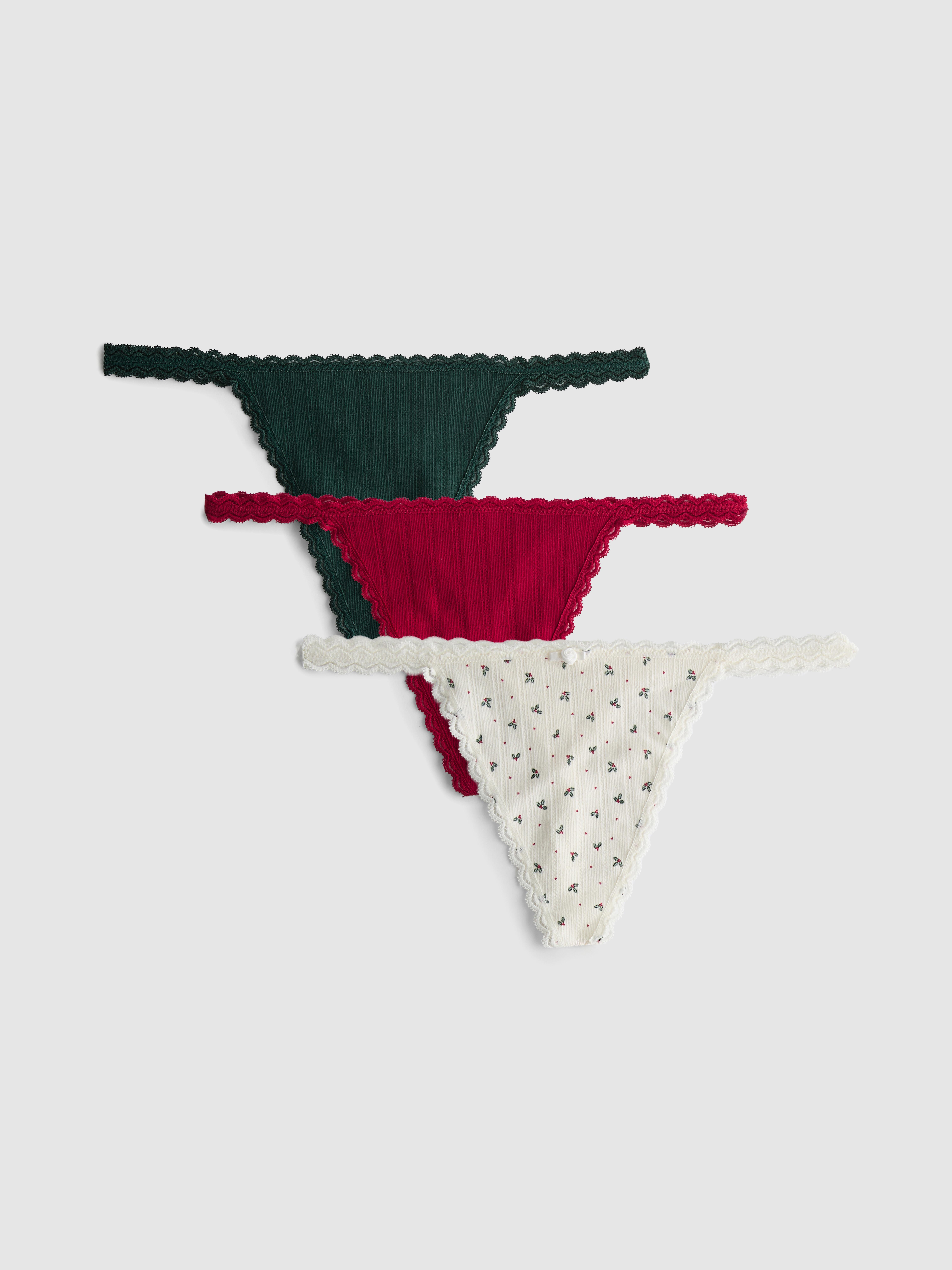 3pk Festive Seamless String Thongs