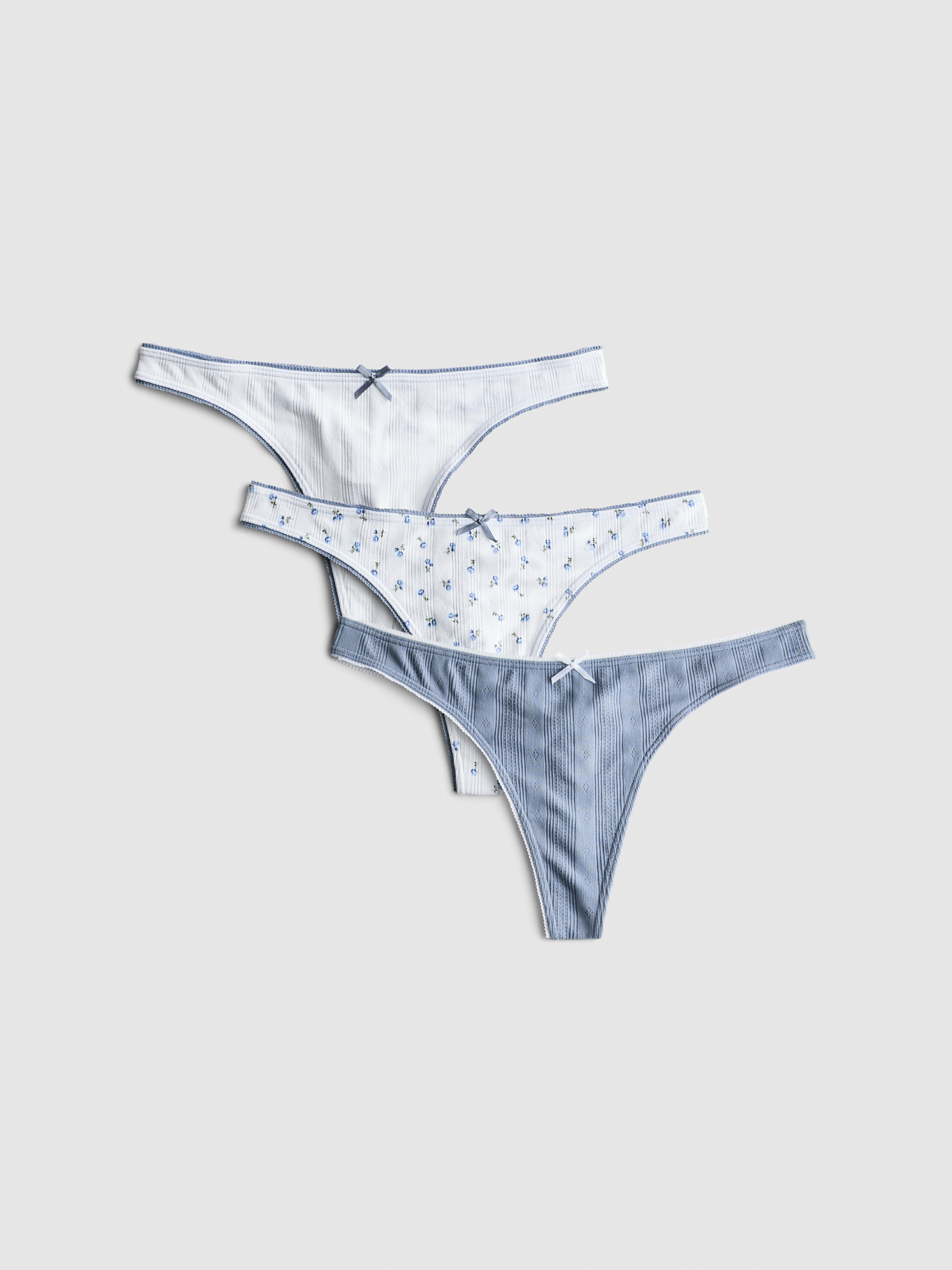 3pk Mixed Thongs Blue